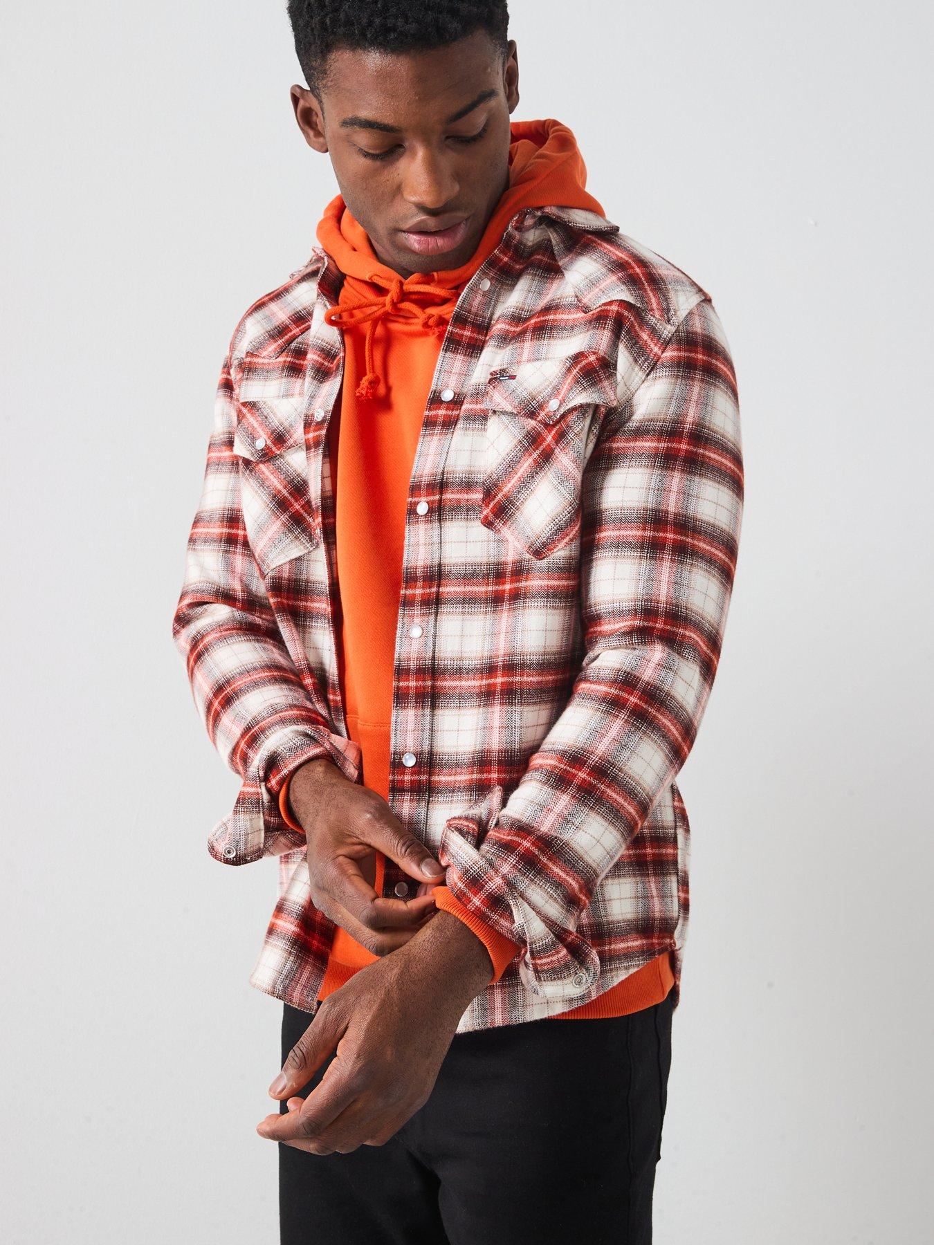 tommy-jeans-regular-western-flannel-check-shirt-orangeoutfit