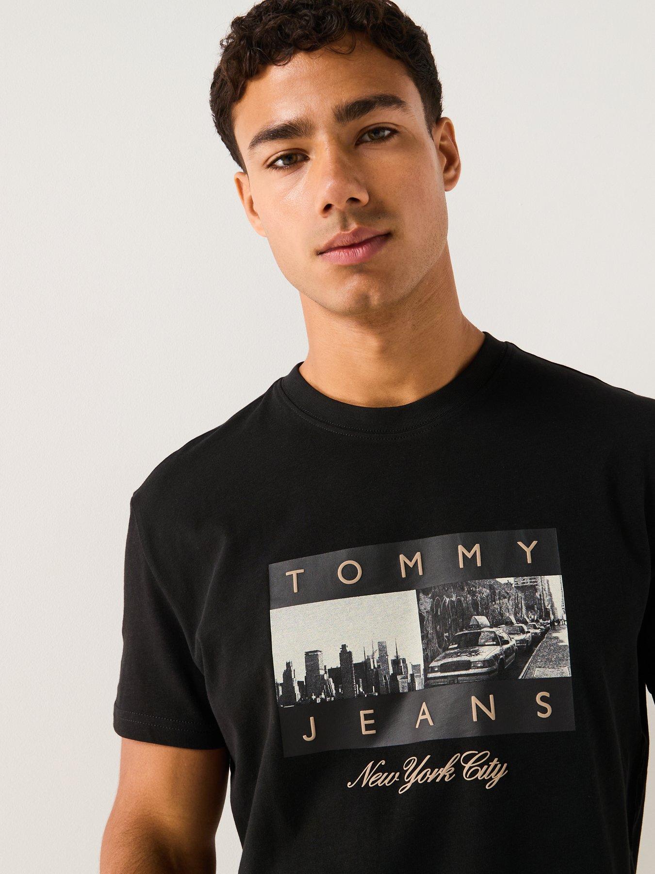 Image 4 of 6 of Tommy Jeans Regular Photo Flag T-Shirt - Black