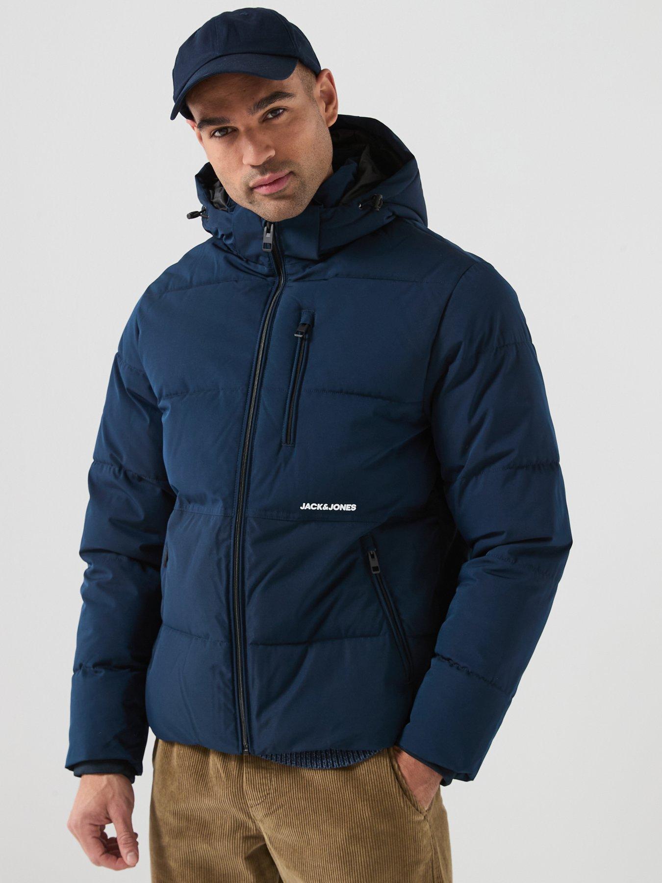Image 1 of 5 of Jack & Jones Owen Hooded Quilted Jacket &nbsp;- Navy
