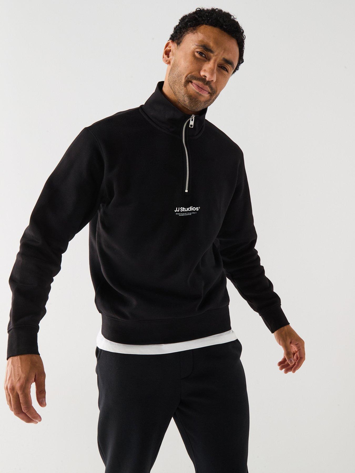 Image 1 of 6 of Jack & Jones Soho JJ Studios 1/4 Zip Sweat - Black