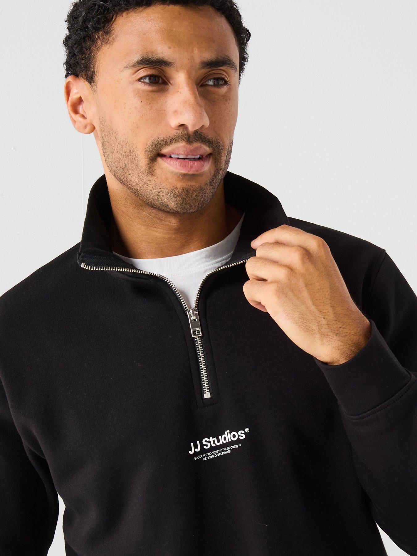 Image 4 of 6 of Jack & Jones Soho JJ Studios 1/4 Zip Sweat - Black