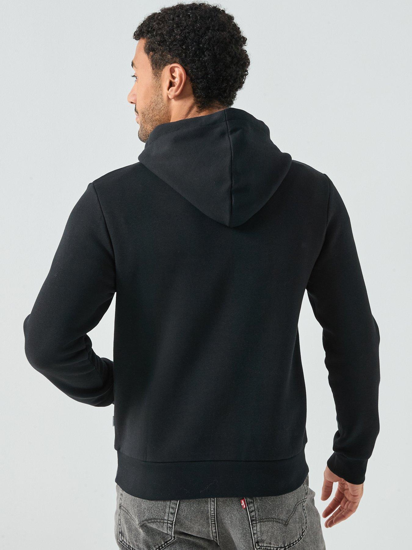 Image 2 of 6 of Jack & Jones Left Chest Tonal Logo Overhead Hoodie - Black