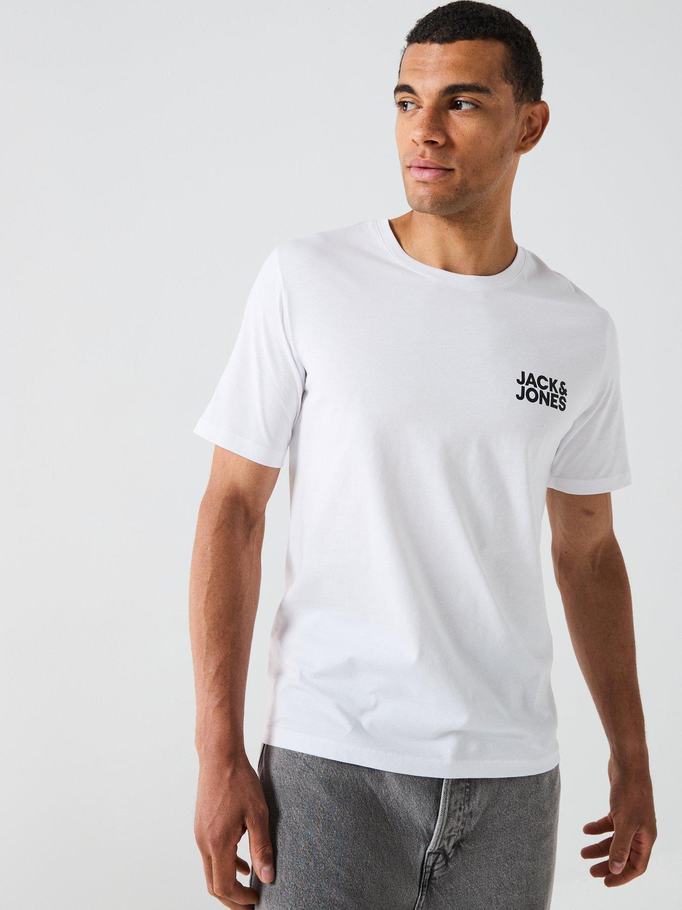 Image 1 of 4 of Jack & Jones Left Chest Logo T-Shirt - White