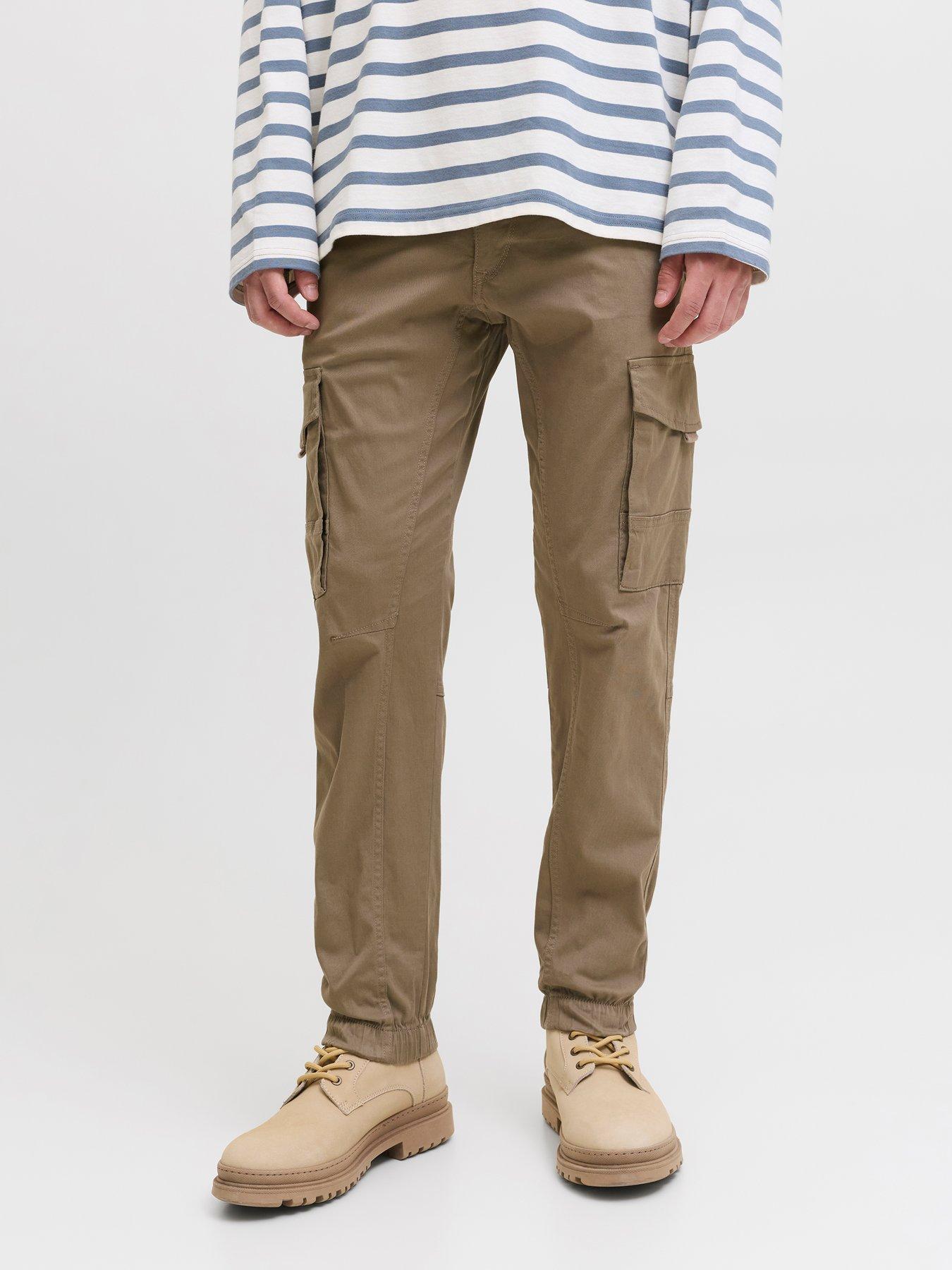 Jack & Jones Paul Flake Slim Fit Cuffed Cargo Trousers - Light Brown