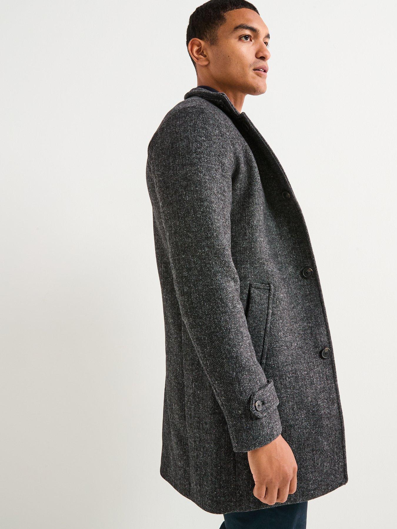 Image 6 of 6 of Jack & Jones Melton Wool Blend Stand Collar Overcoat - Dark Grey