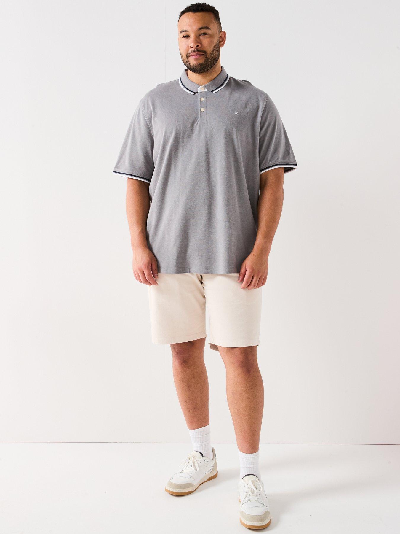 Image 3 of 4 of Jack & Jones Plus Size Paulos Tipped Polo Shirt - Grey