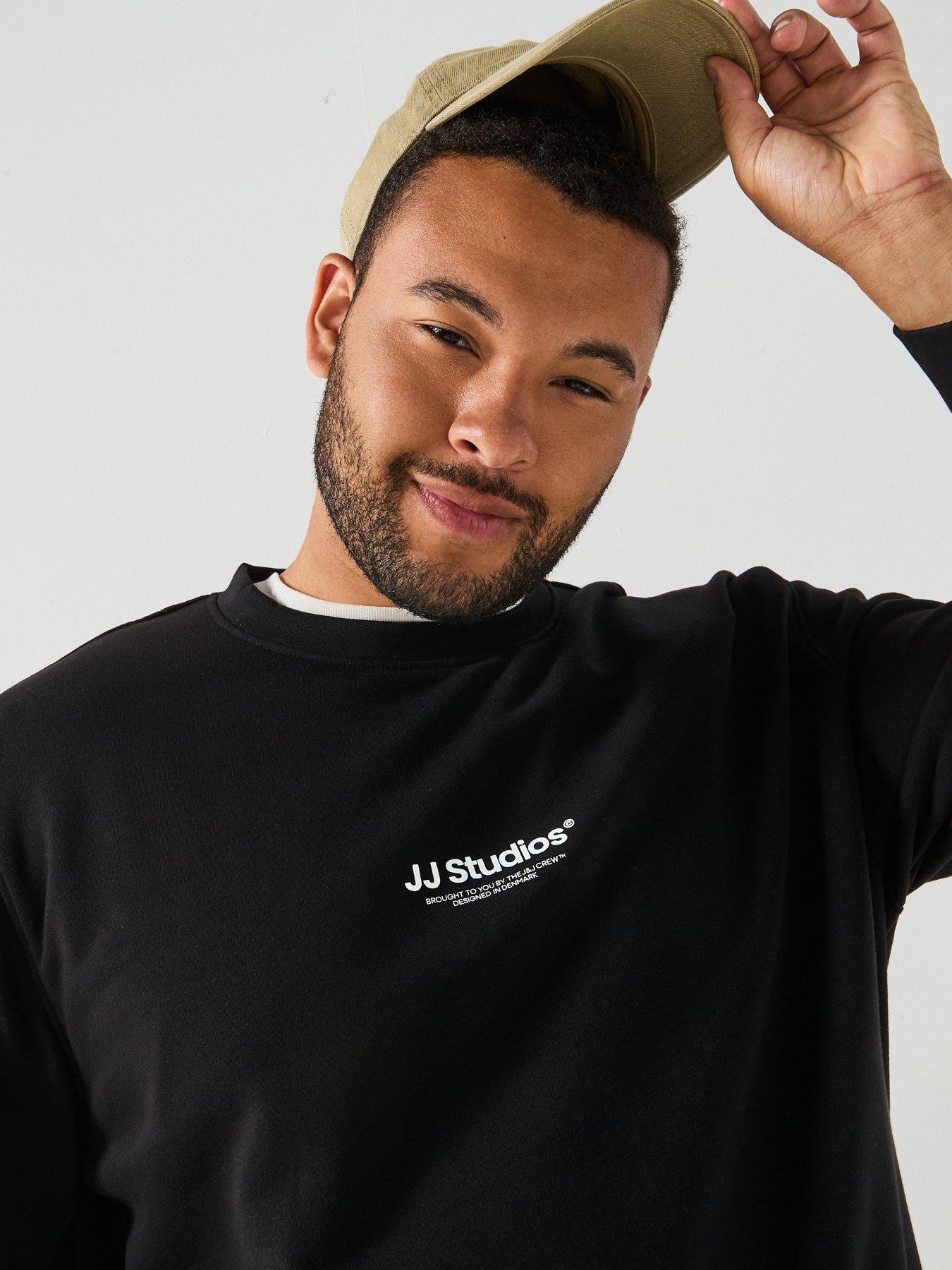 Image 5 of 5 of Jack & Jones Plus Size Soho Jj Studios Crew Sweater - Black