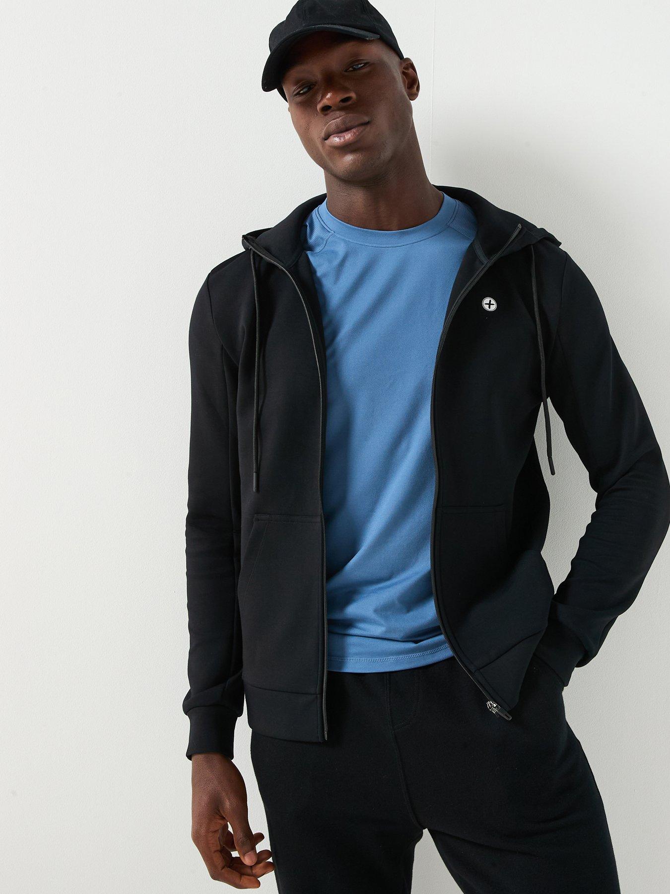 Gym + Coffee Mens Training Relentless Zip Hoodie - Black