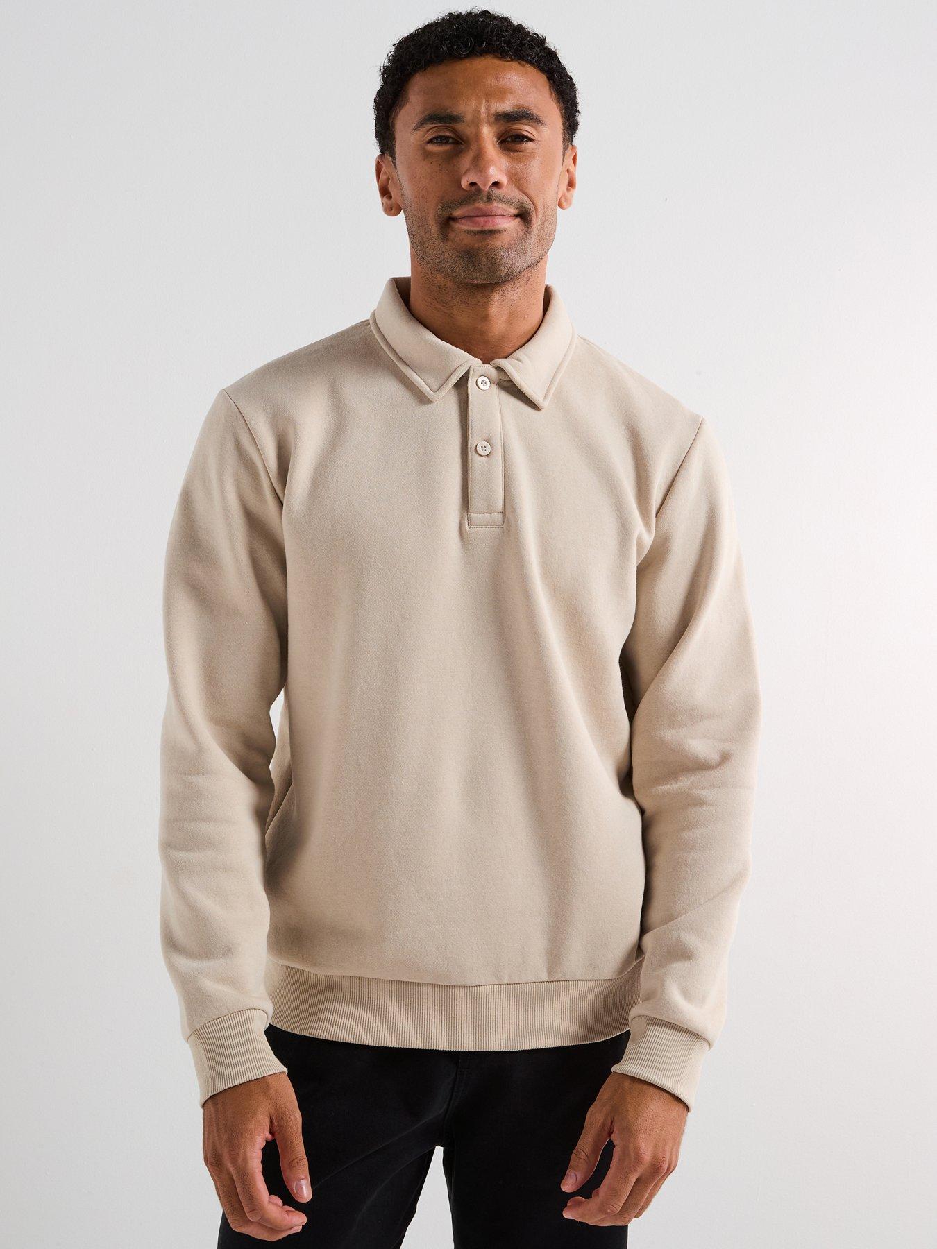 Image 1 of 6 of Jack & Jones Jack &amp; Jones Bradley 1/4 Button Sweat - Beige