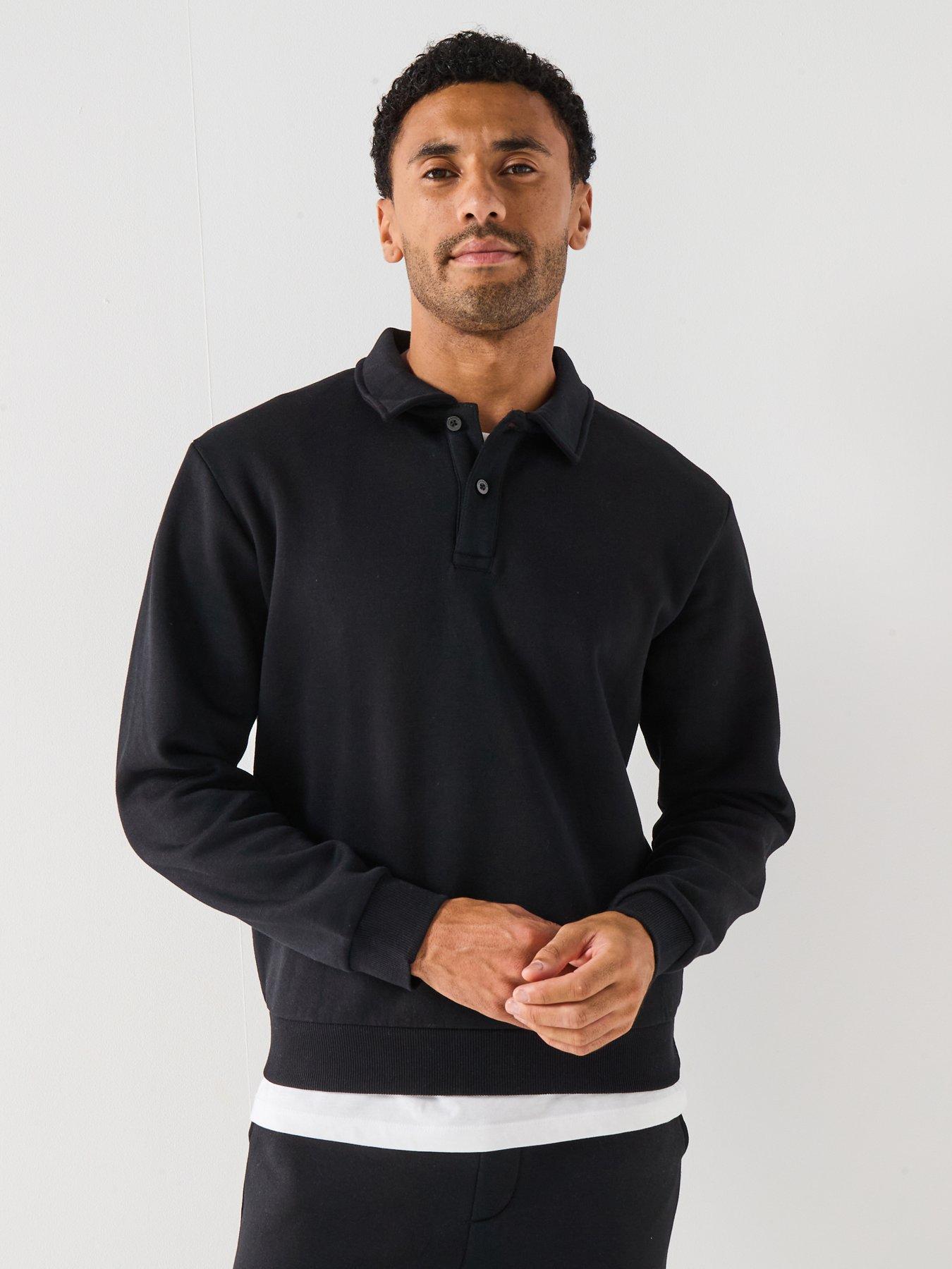 Image 1 of 6 of Jack & Jones Bradley 1/4 Button Sweat - Black