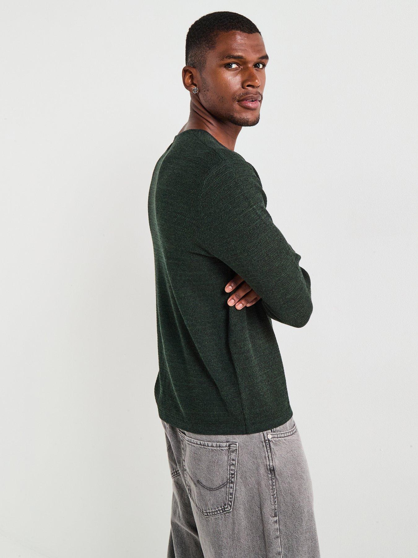jack-jones-george-textured-crew-knitted-jumper-dark-greenfront