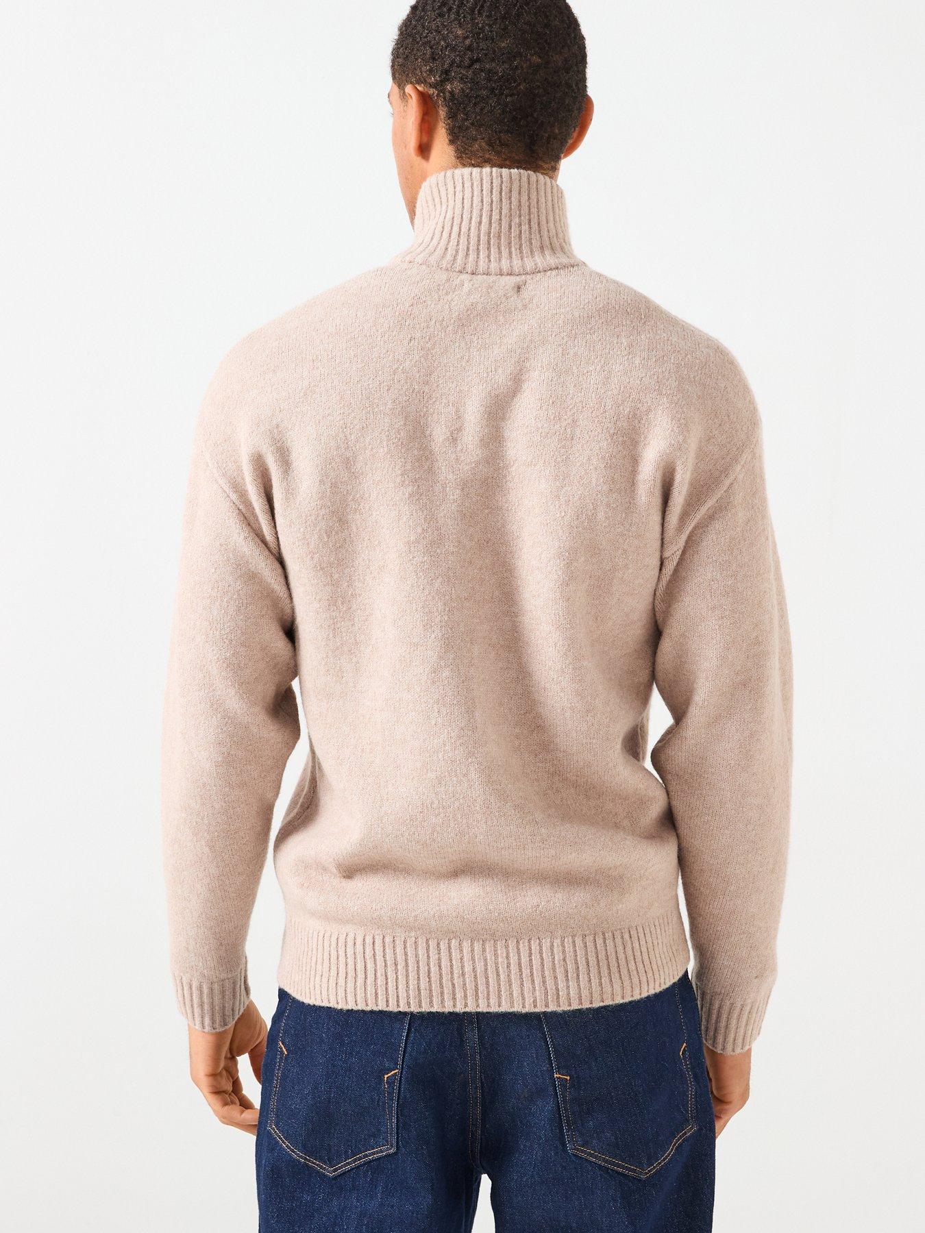 jack-jones-soho-ollie-melanged-14-zip-knitted-jumper-light-beigestillFront