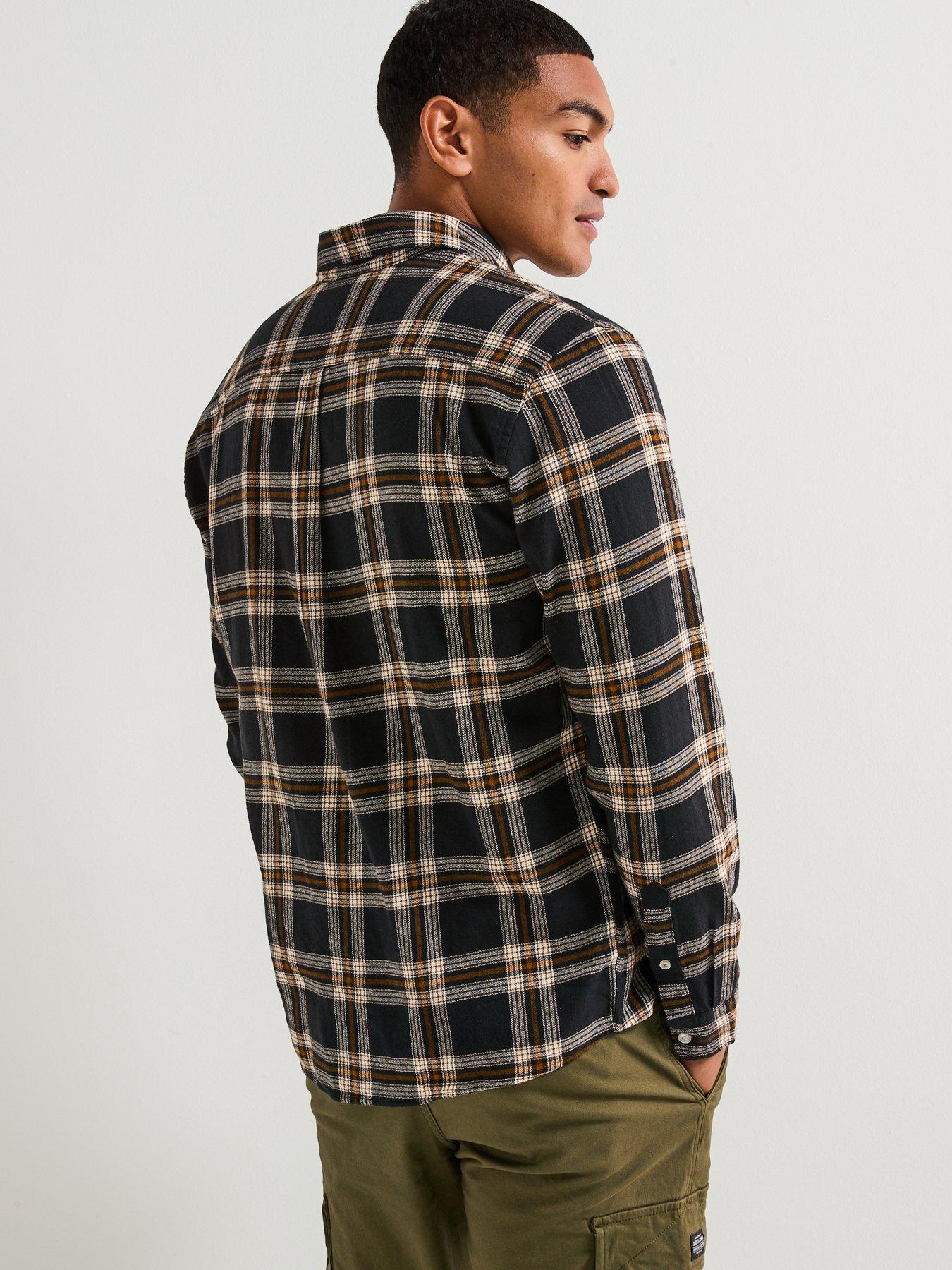Image 2 of 5 of Jack & Jones Classic Flannel Long Sleeve Check Shirt - Black