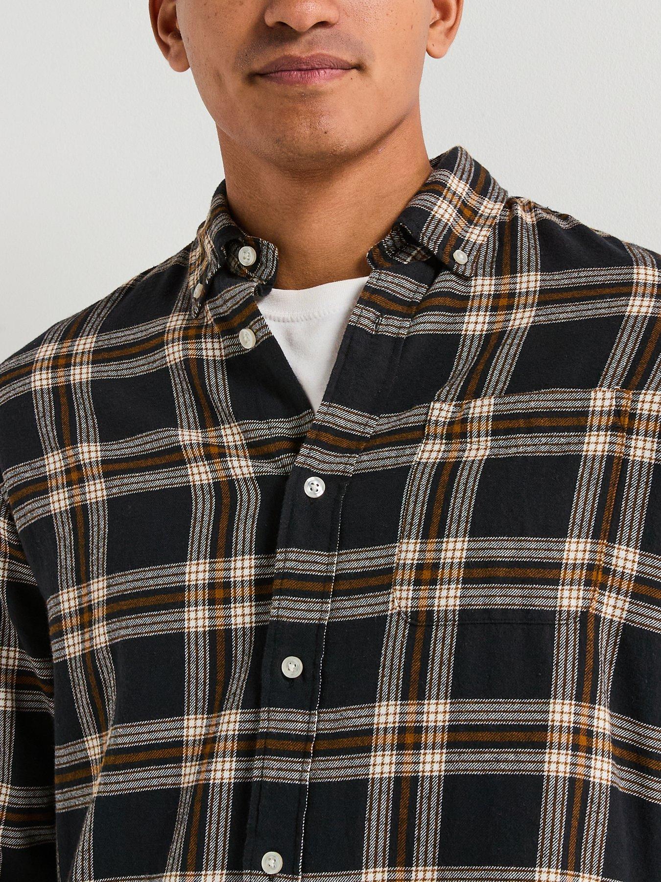 Image 4 of 5 of Jack & Jones Classic Flannel Long Sleeve Check Shirt - Black