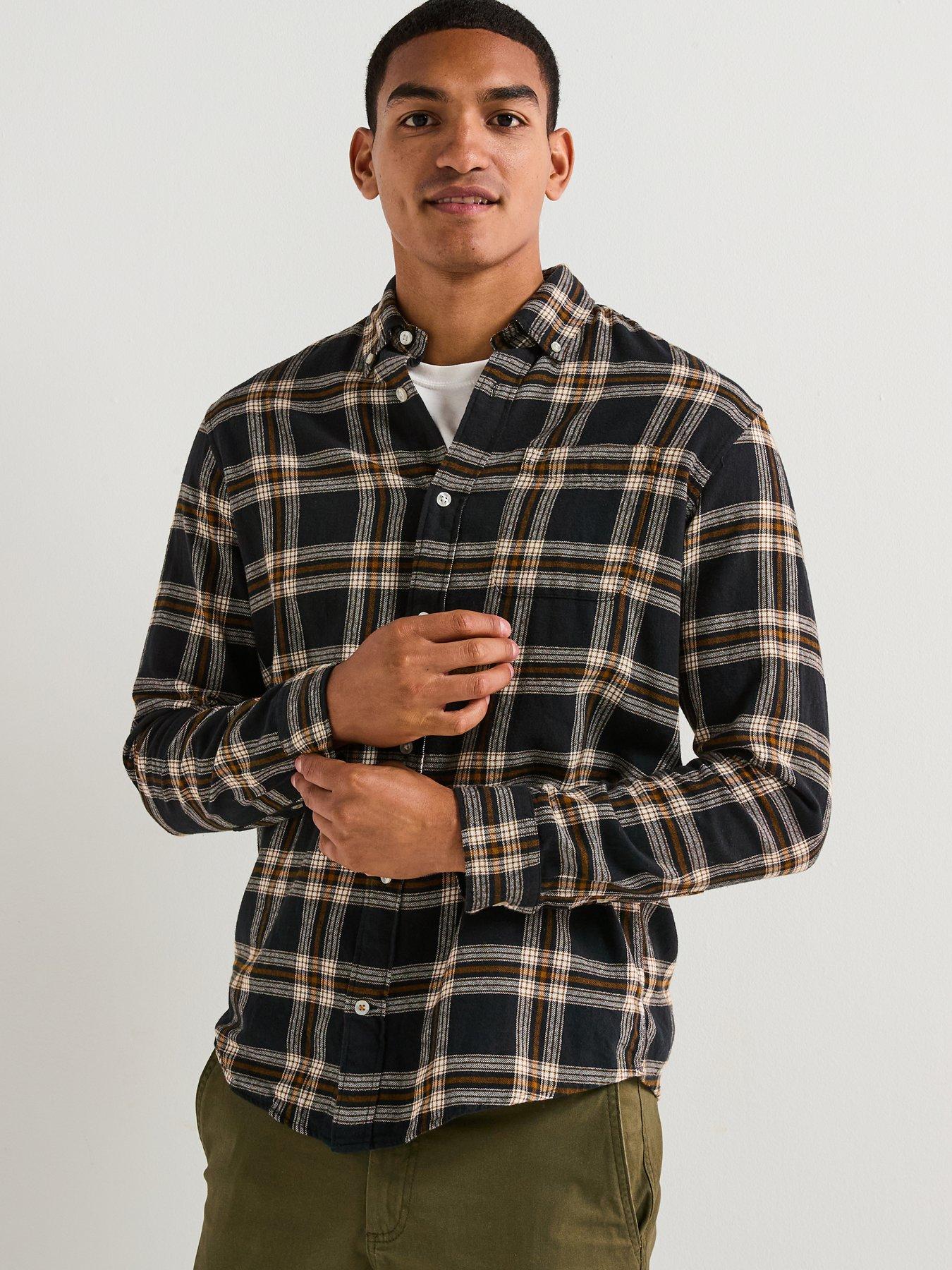 Image 5 of 5 of Jack & Jones Classic Flannel Long Sleeve Check Shirt - Black
