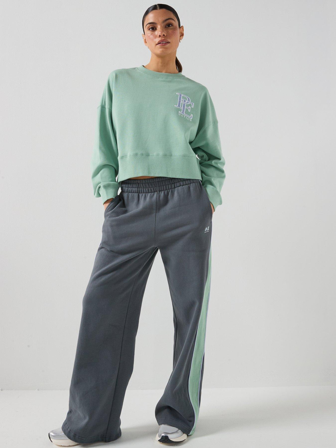 Image 3 of 6 of P.E Nation Womens Training Align Wide Leg Track Pants - Grey