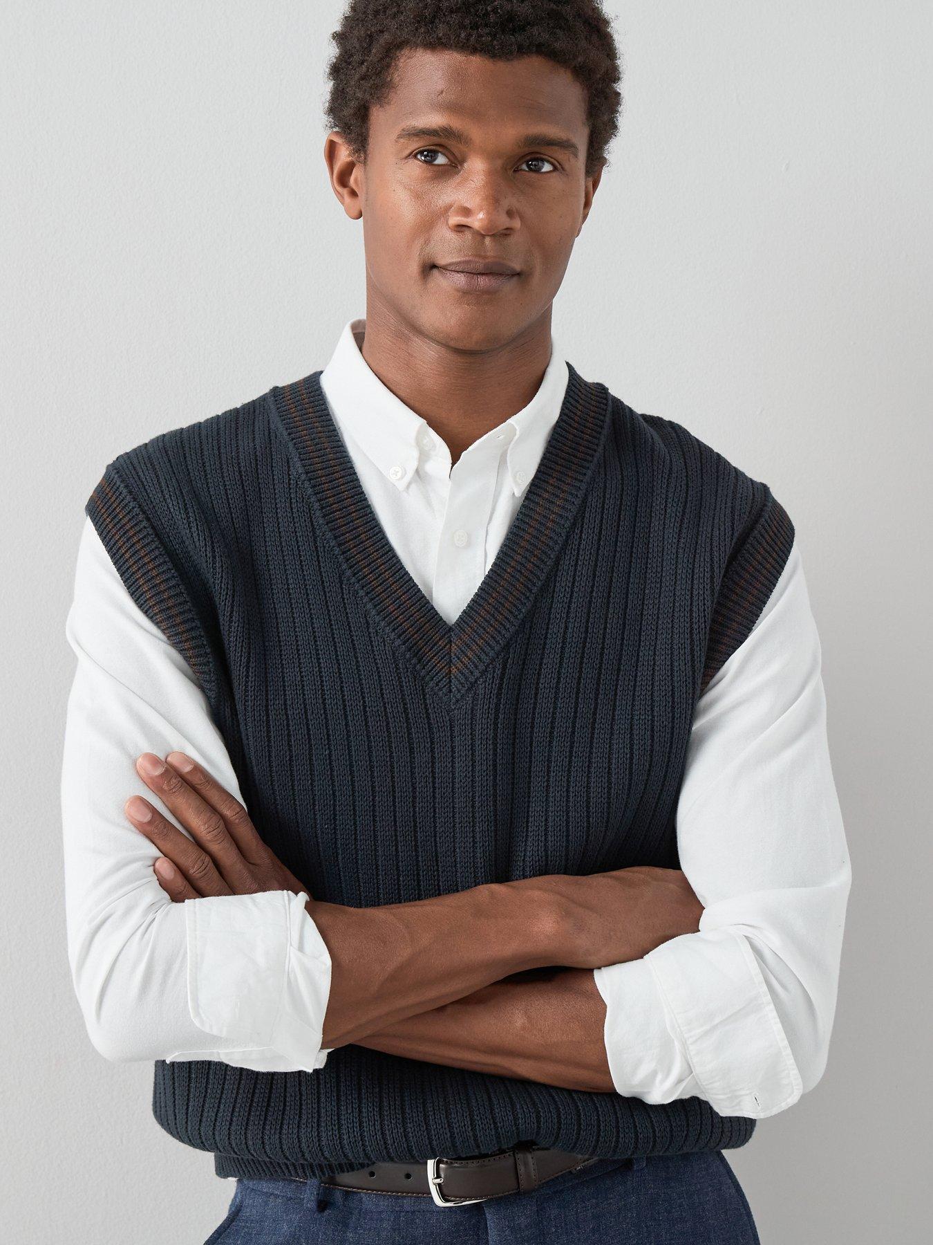 the-very-collection-pure-cotton-knitted-vest-navyfront