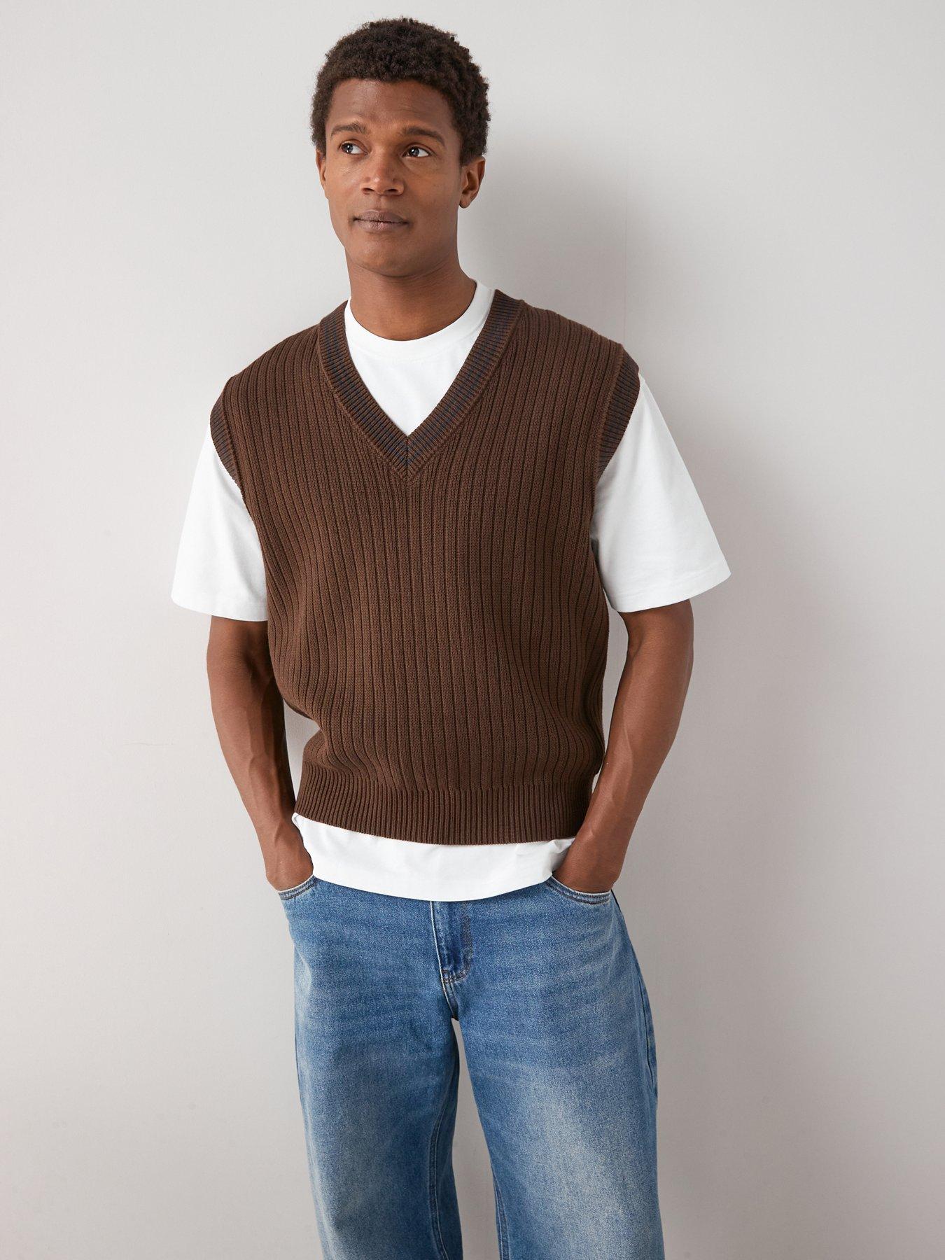 Image 1 of 7 of The Very Collection Pure Cotton Knitted Vest - Brown