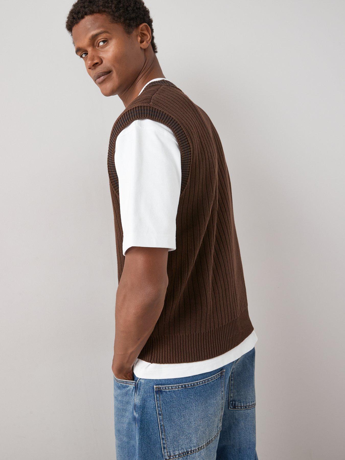 Image 6 of 7 of The Very Collection Pure Cotton Knitted Vest - Brown