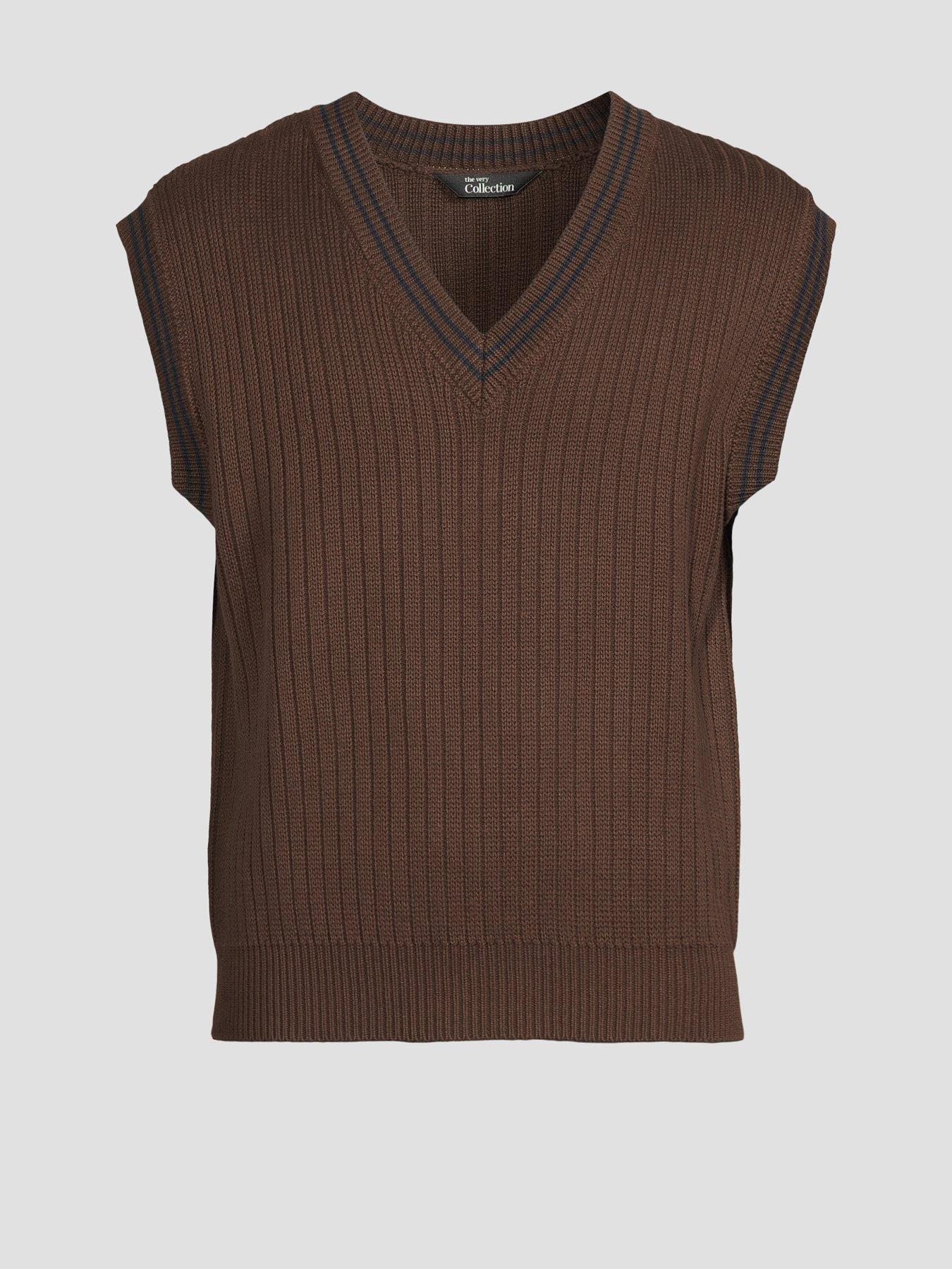 Image 7 of 7 of The Very Collection Pure Cotton Knitted Vest - Brown
