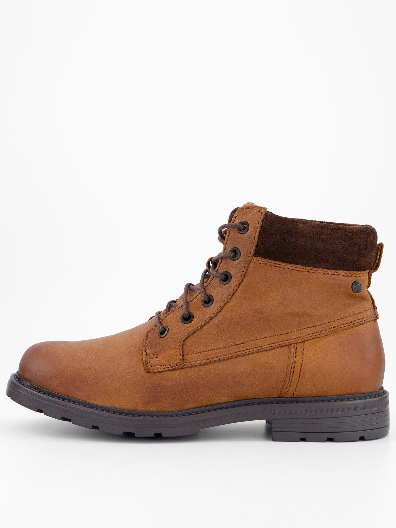 Jack & Jones Cranfiled Lace Leather Boots - Brown