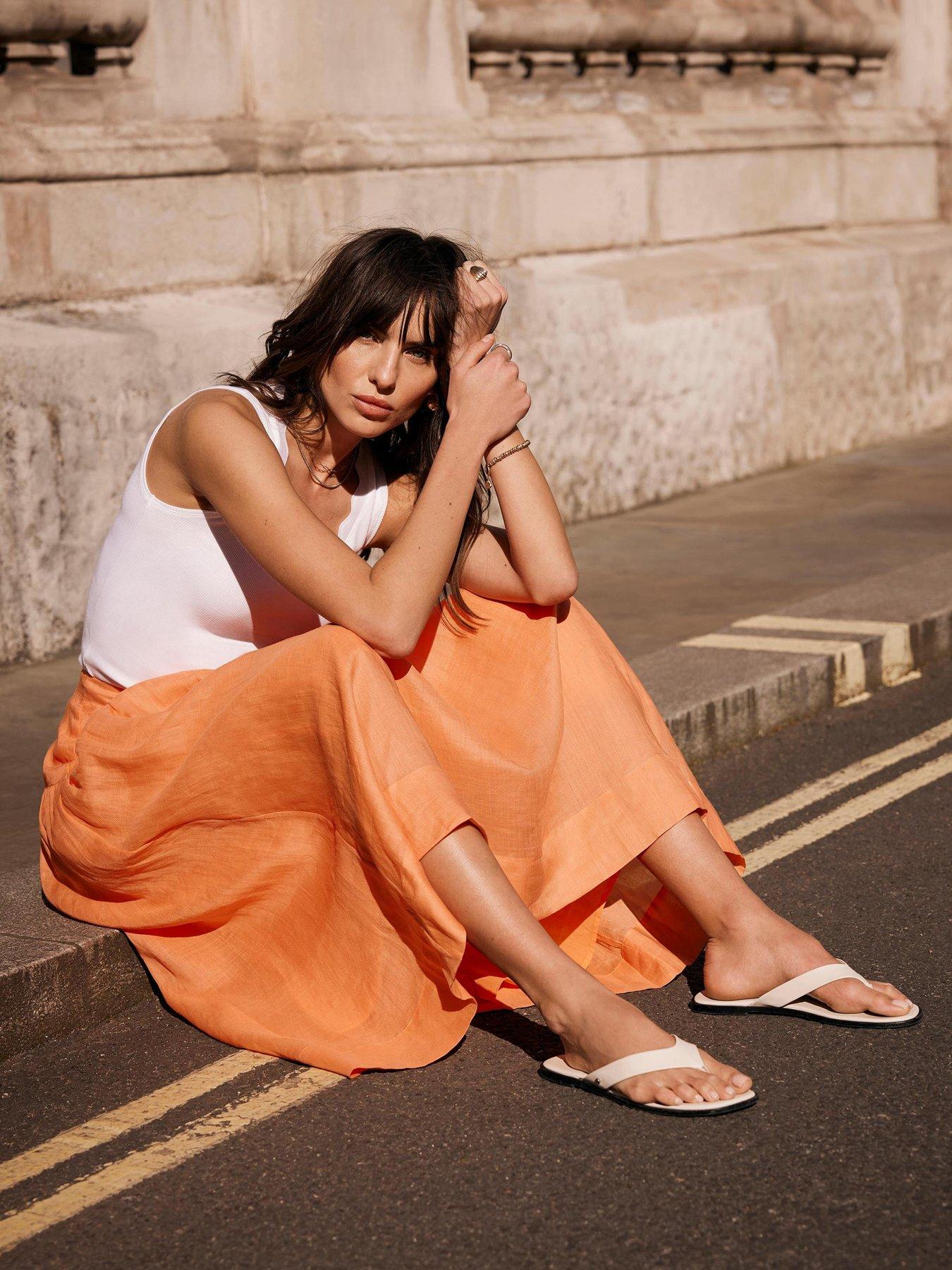 Image 4 of 6 of Mint Velvet Drop Waist Maxi Skirt - Orange