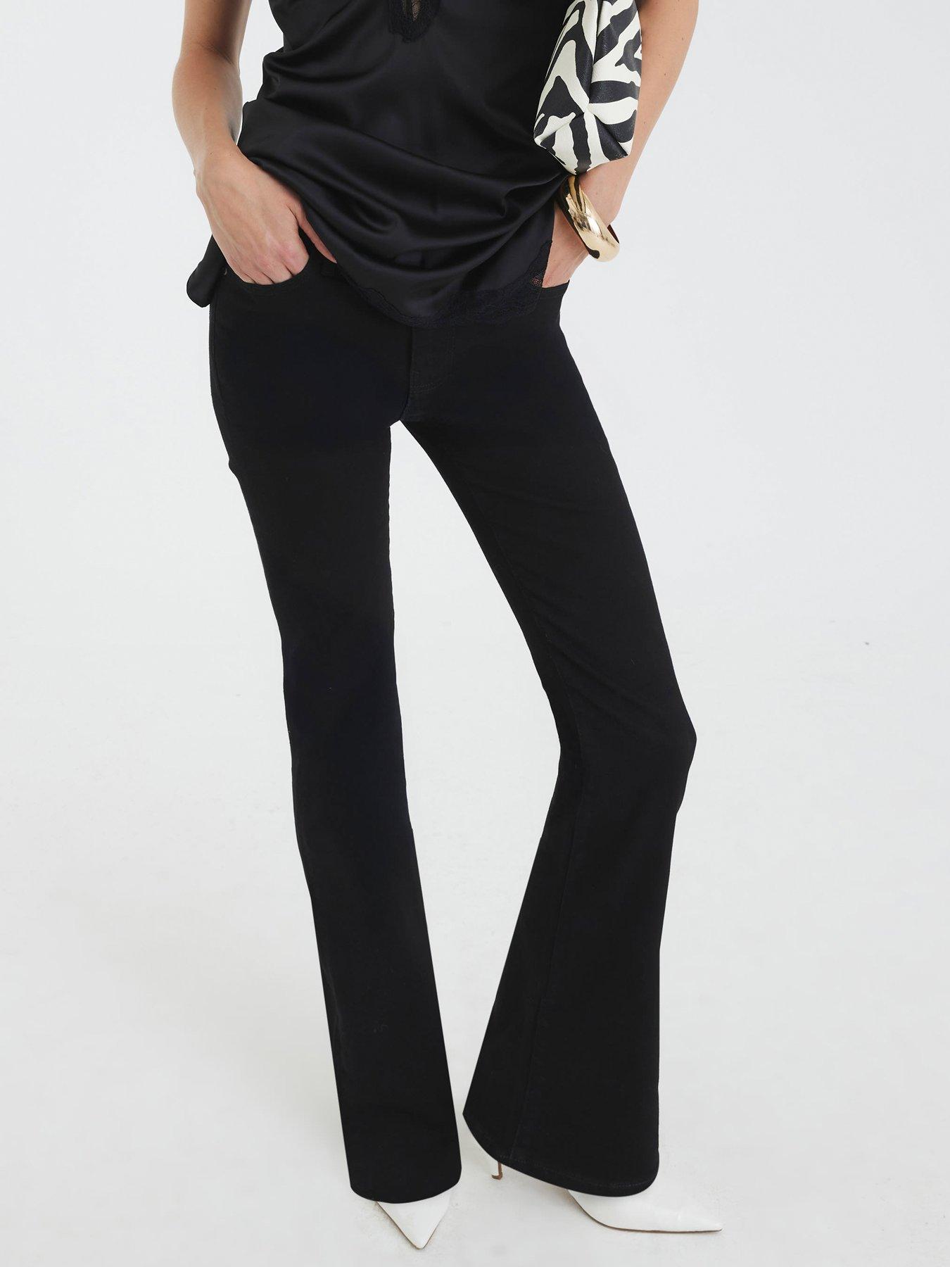 Image 1 of 4 of River Island Mid Rise Bootcut Bailey Jeans - Black