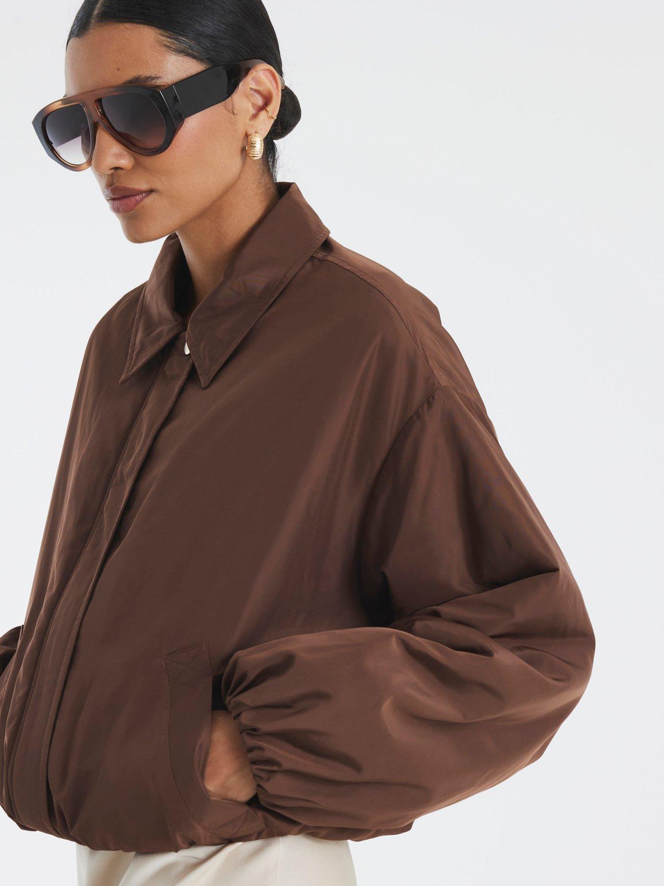 river-island-technical-bubble-hem-jacket-brown