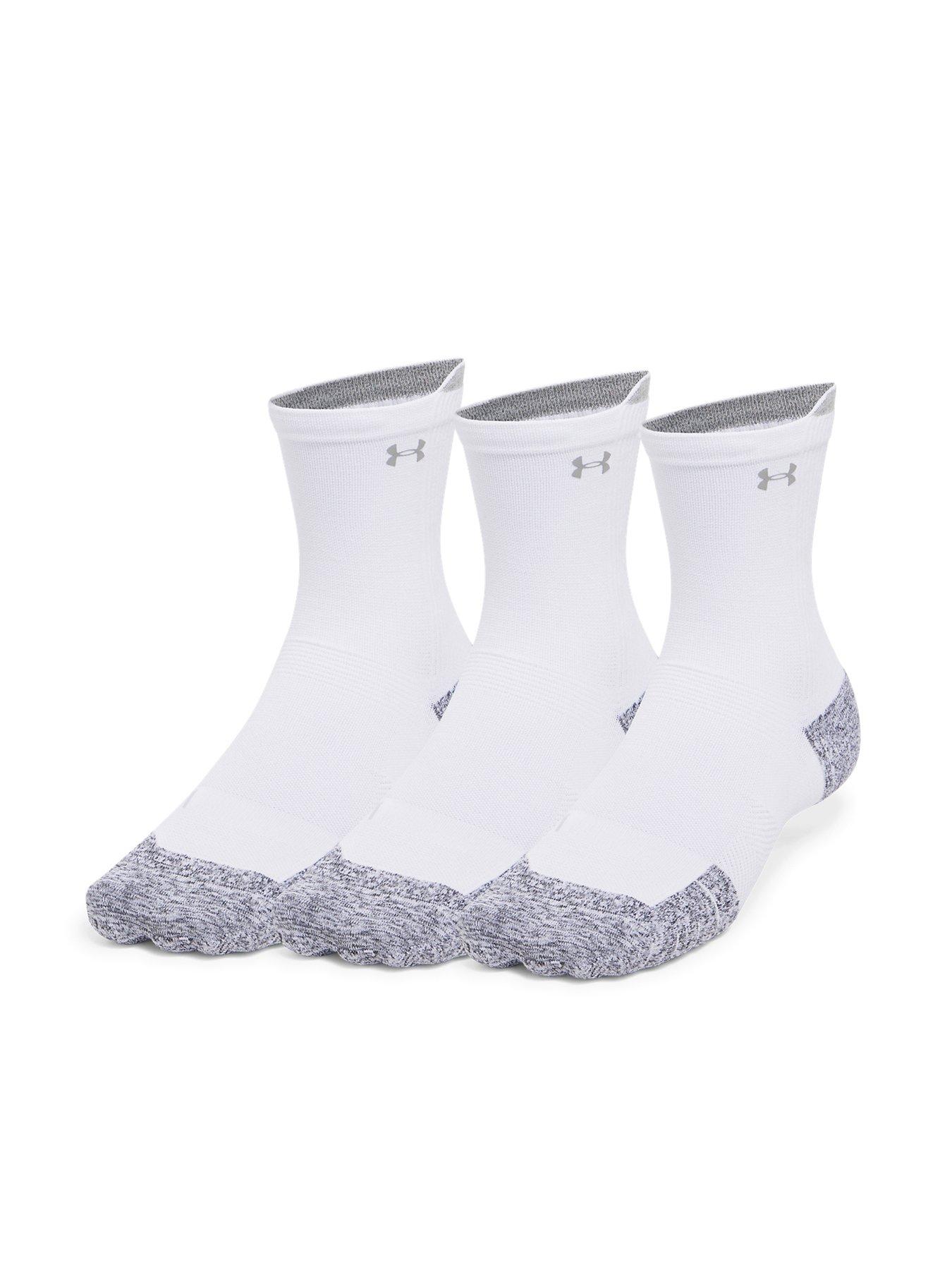 UNDER ARMOUR Adults Unisex Running Cushion 3Pack Crew Socks - White