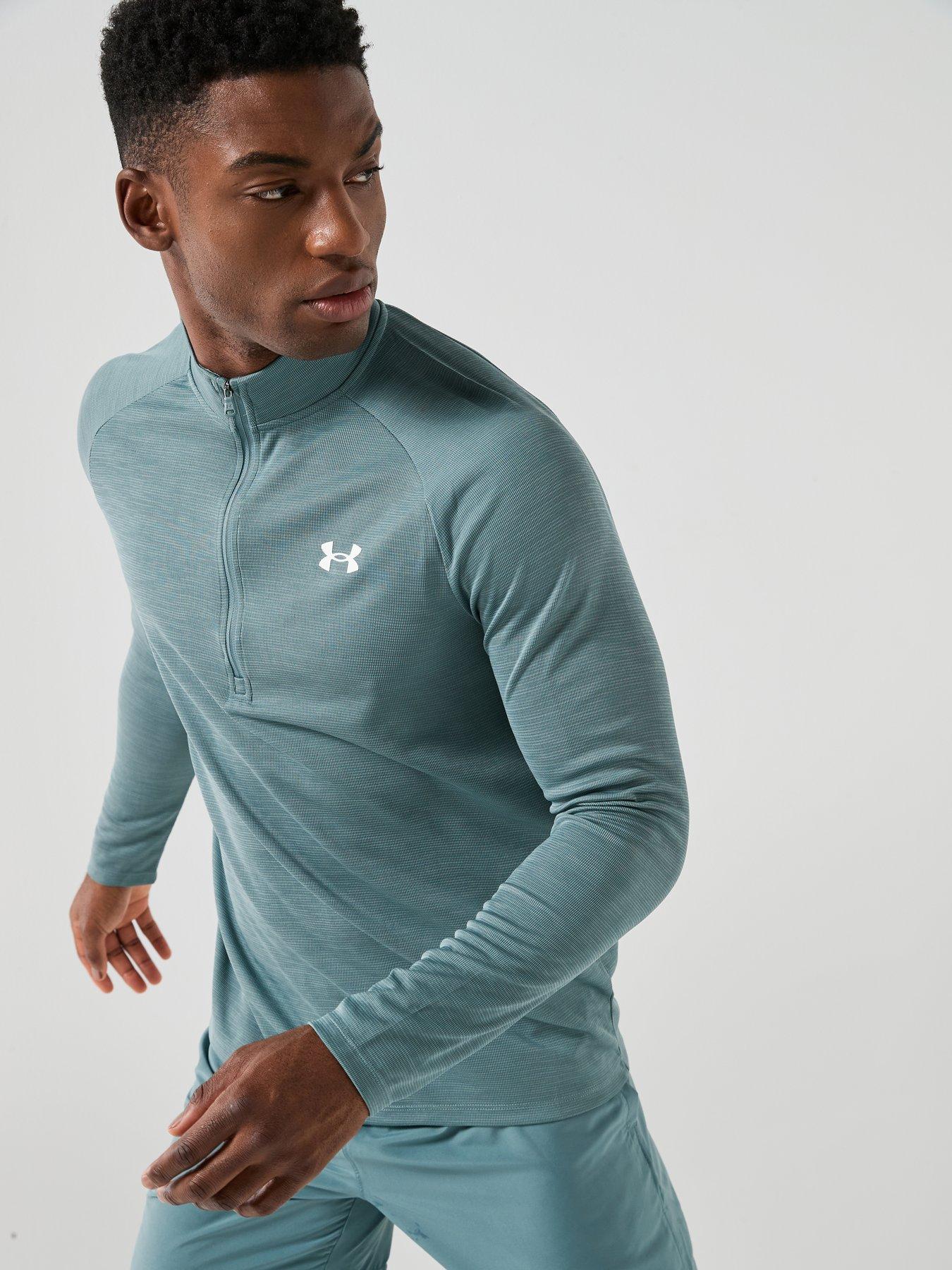 UNDER ARMOUR Mens Training Tech Textured 1/2 Zip - Green