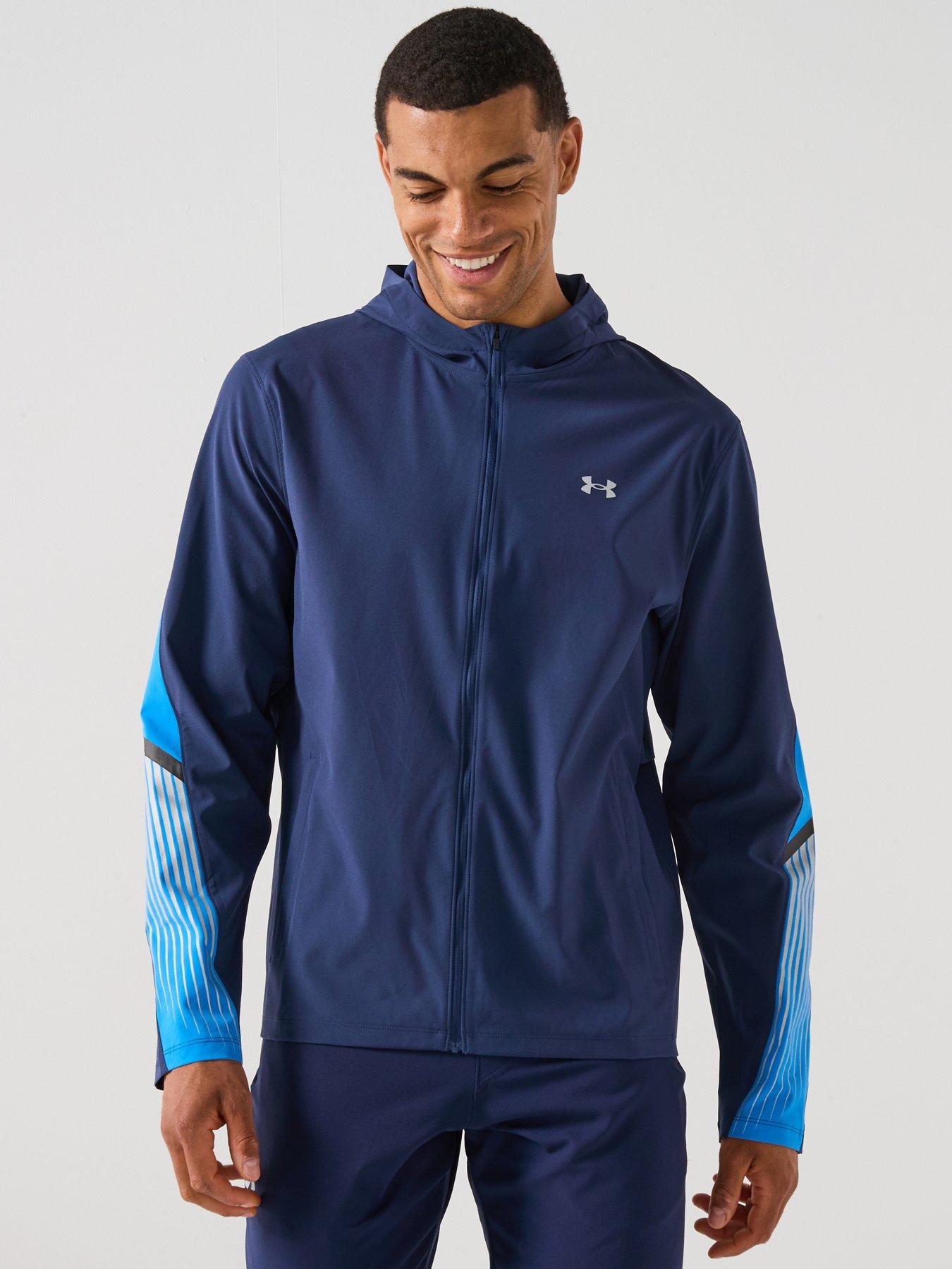 UNDER ARMOUR Mens Running Velociti Storm Hooded Jacket - Navy