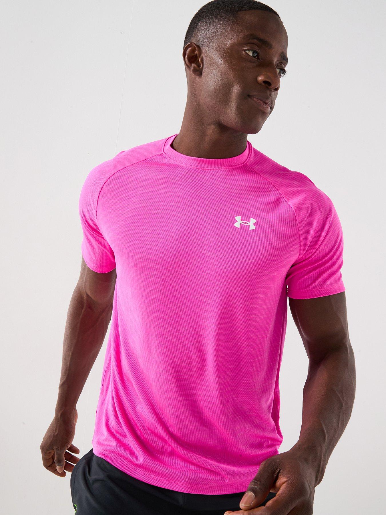 Image 1 of 6 of UNDER ARMOUR Mens Training Tech Textured T-Shirt - Pink