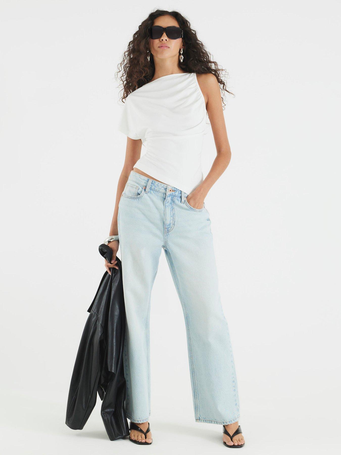 river-island-short-sleeve-drape-top-creamback