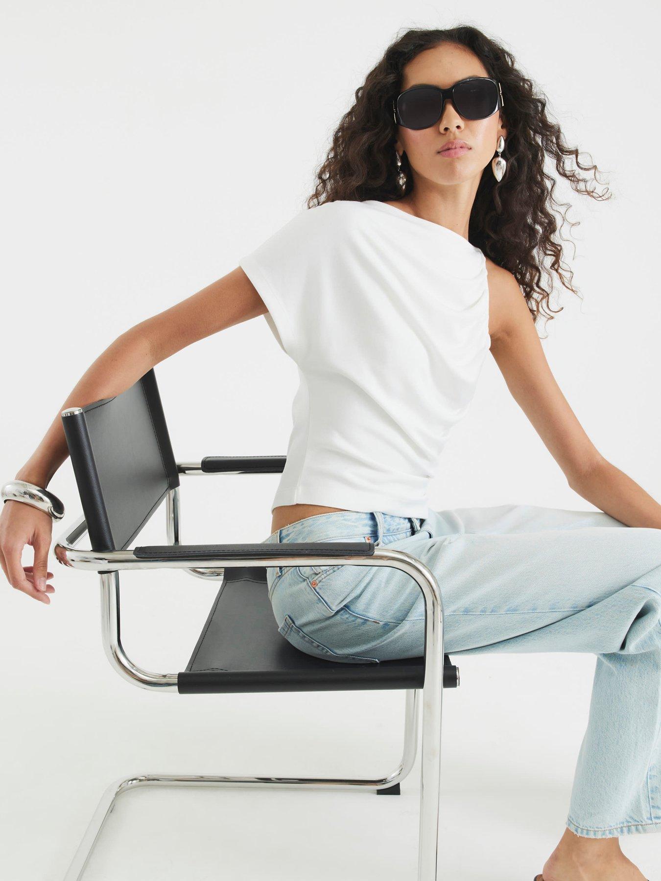 river-island-short-sleeve-drape-top-creamoutfit