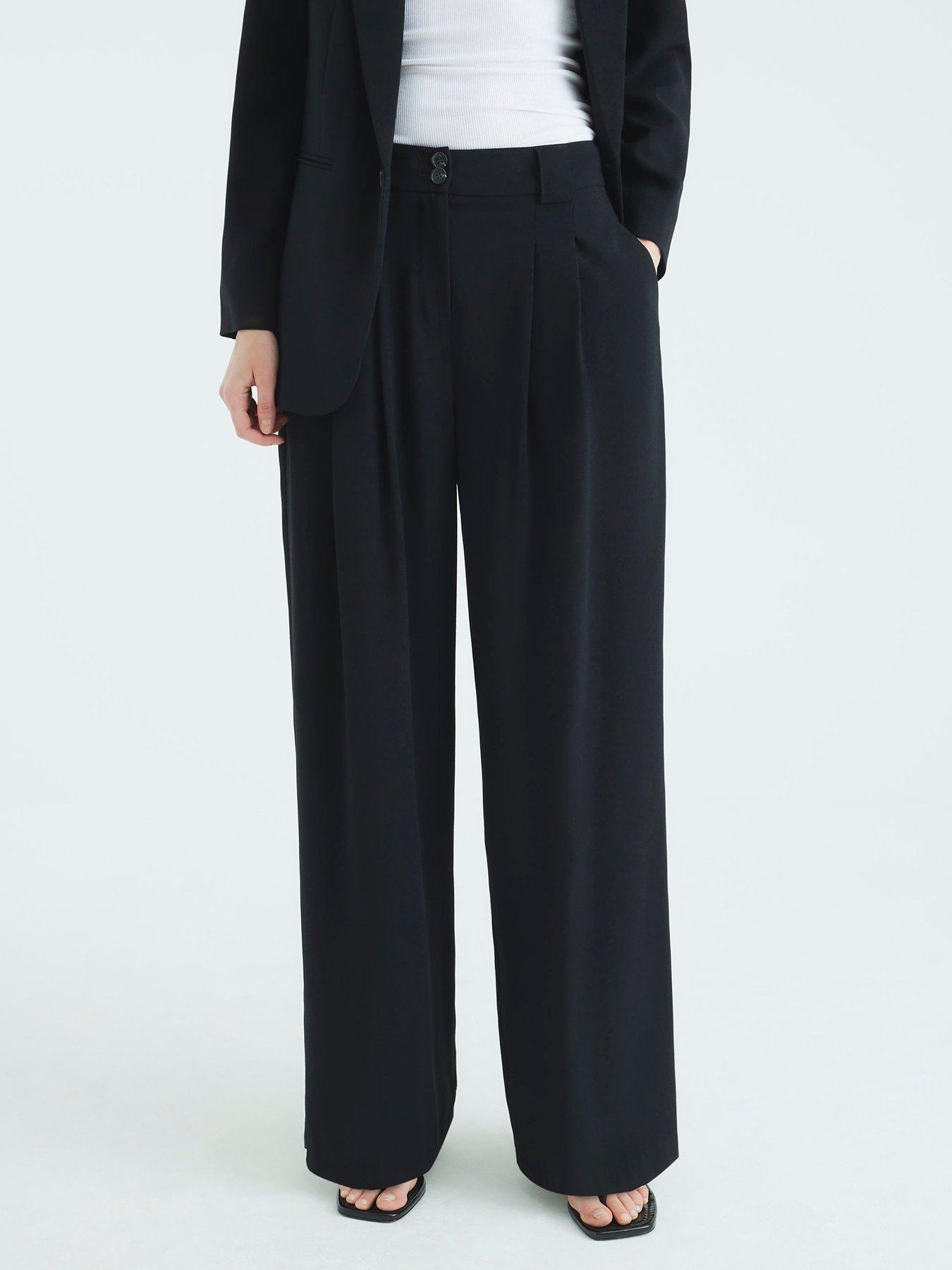 River Island Easy Wide Trouser - Black
