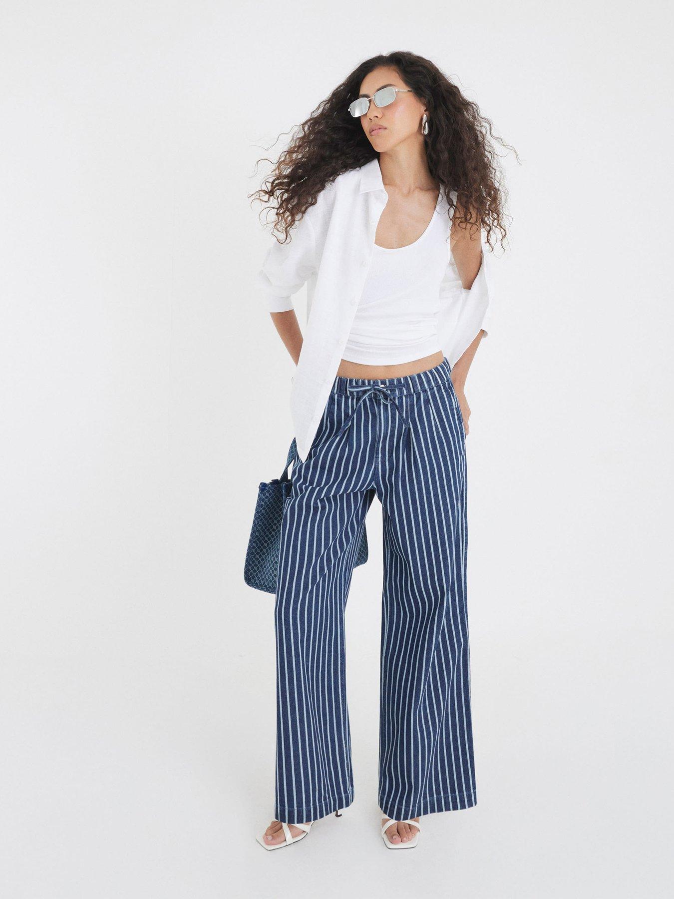 River Island Wide Leg Pyjama Jeans - Blue