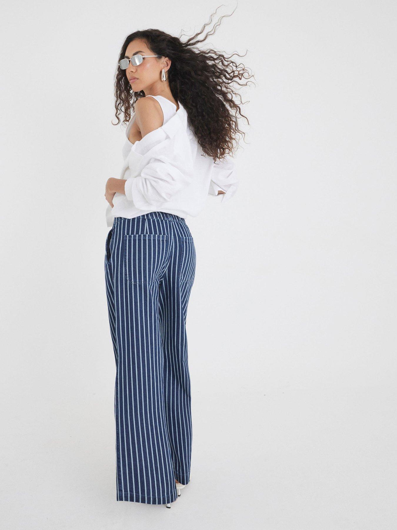 Image 2 of 4 of River Island Wide Leg Pyjama Jeans - Blue