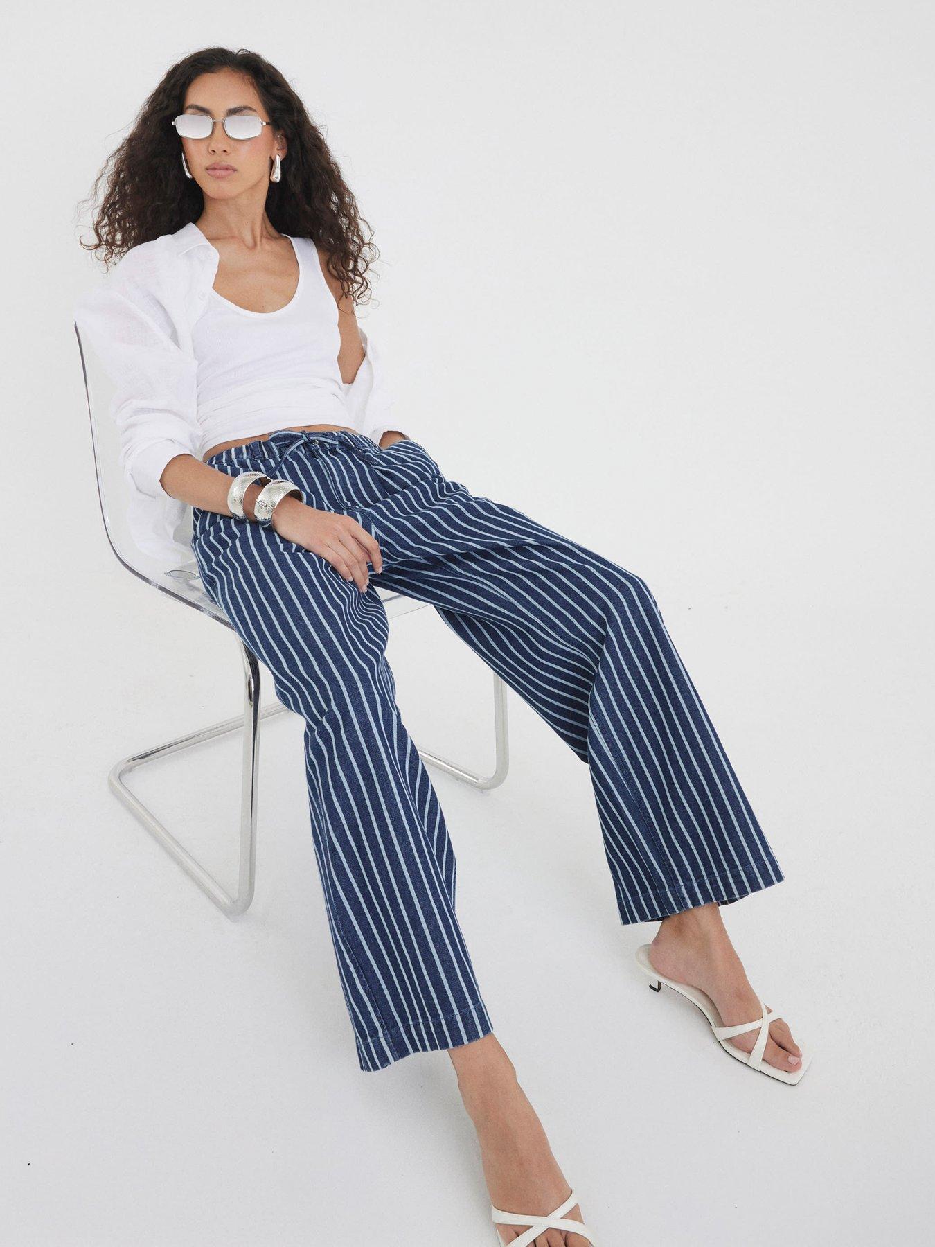 Image 3 of 4 of River Island Wide Leg Pyjama Jeans - Blue