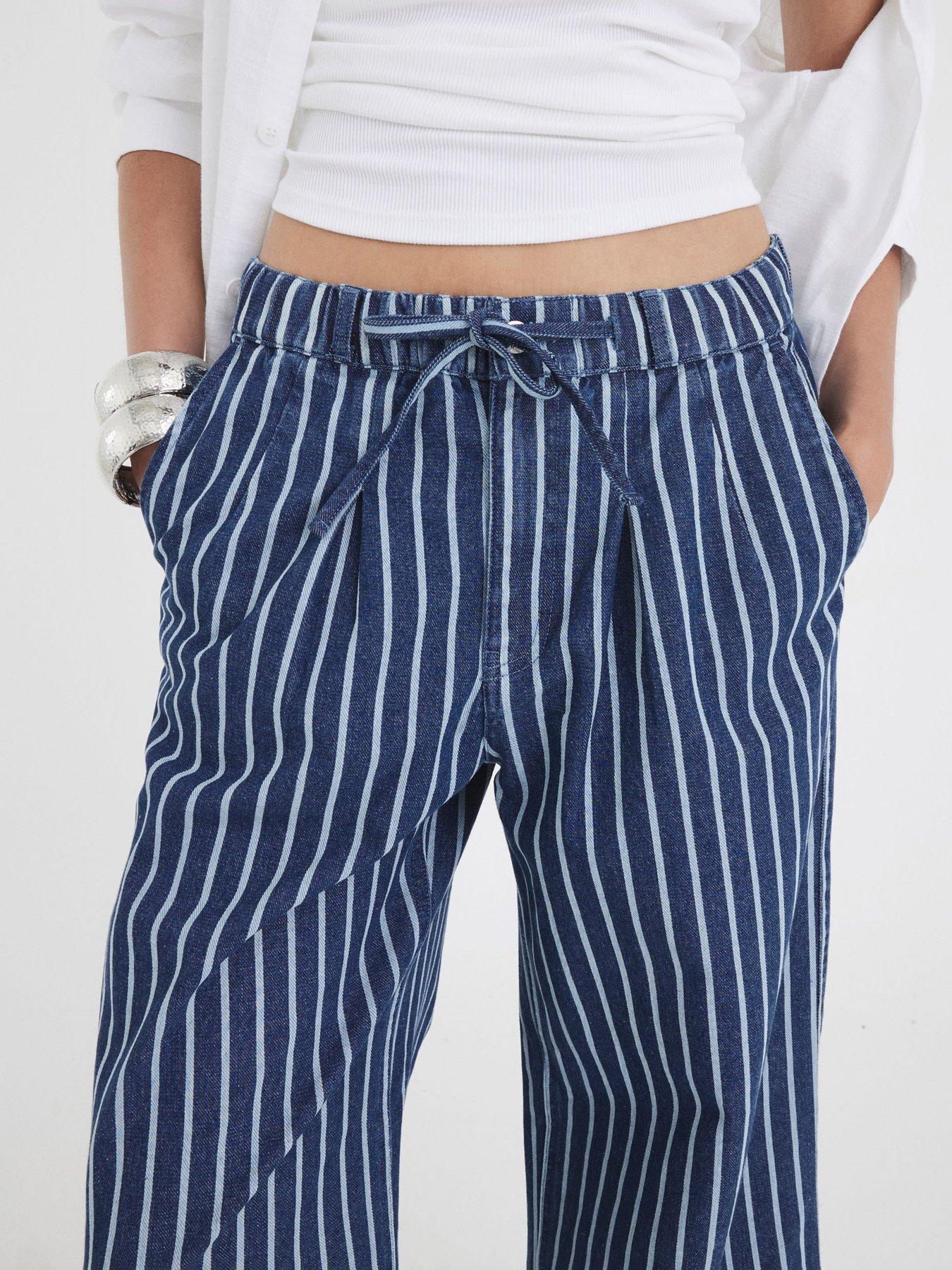Image 4 of 4 of River Island Wide Leg Pyjama Jeans - Blue