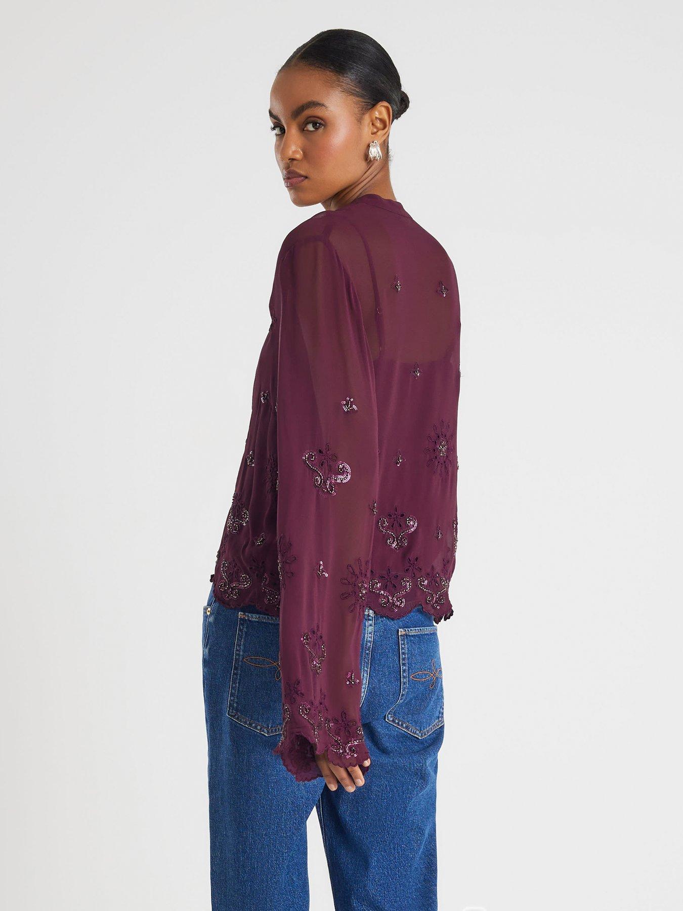 river-island-long-sleeve-chiffon-cutwork-blouse-redstillFront