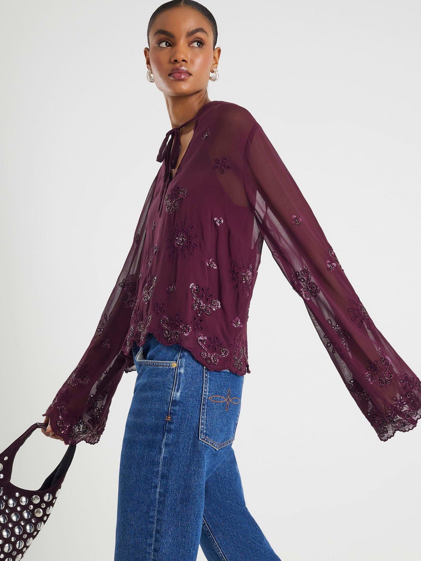 river-island-long-sleeve-chiffon-cutwork-blouse-redoutfit