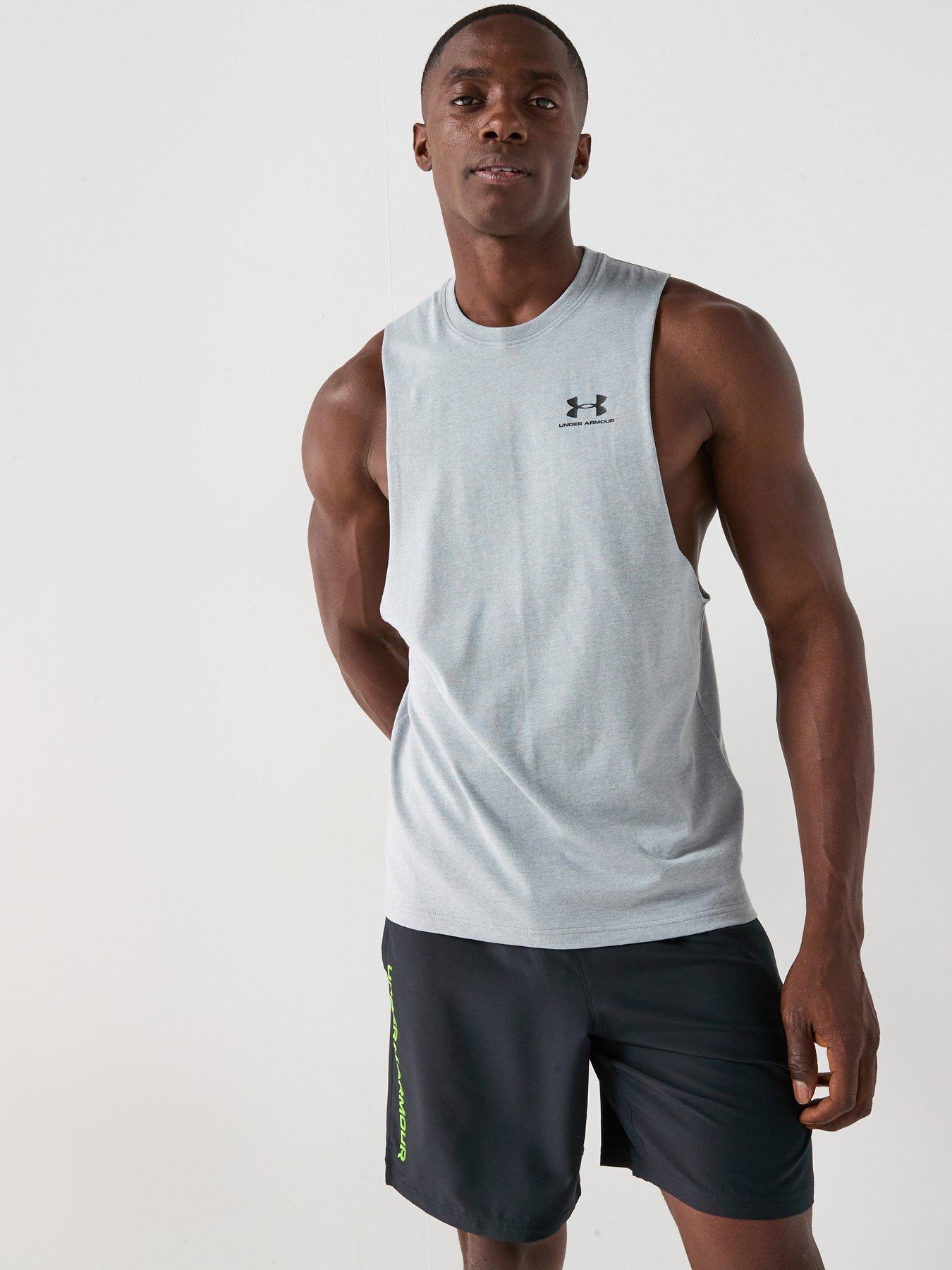 UNDER ARMOUR Mens Training Left Chest Logo Tank - Grey