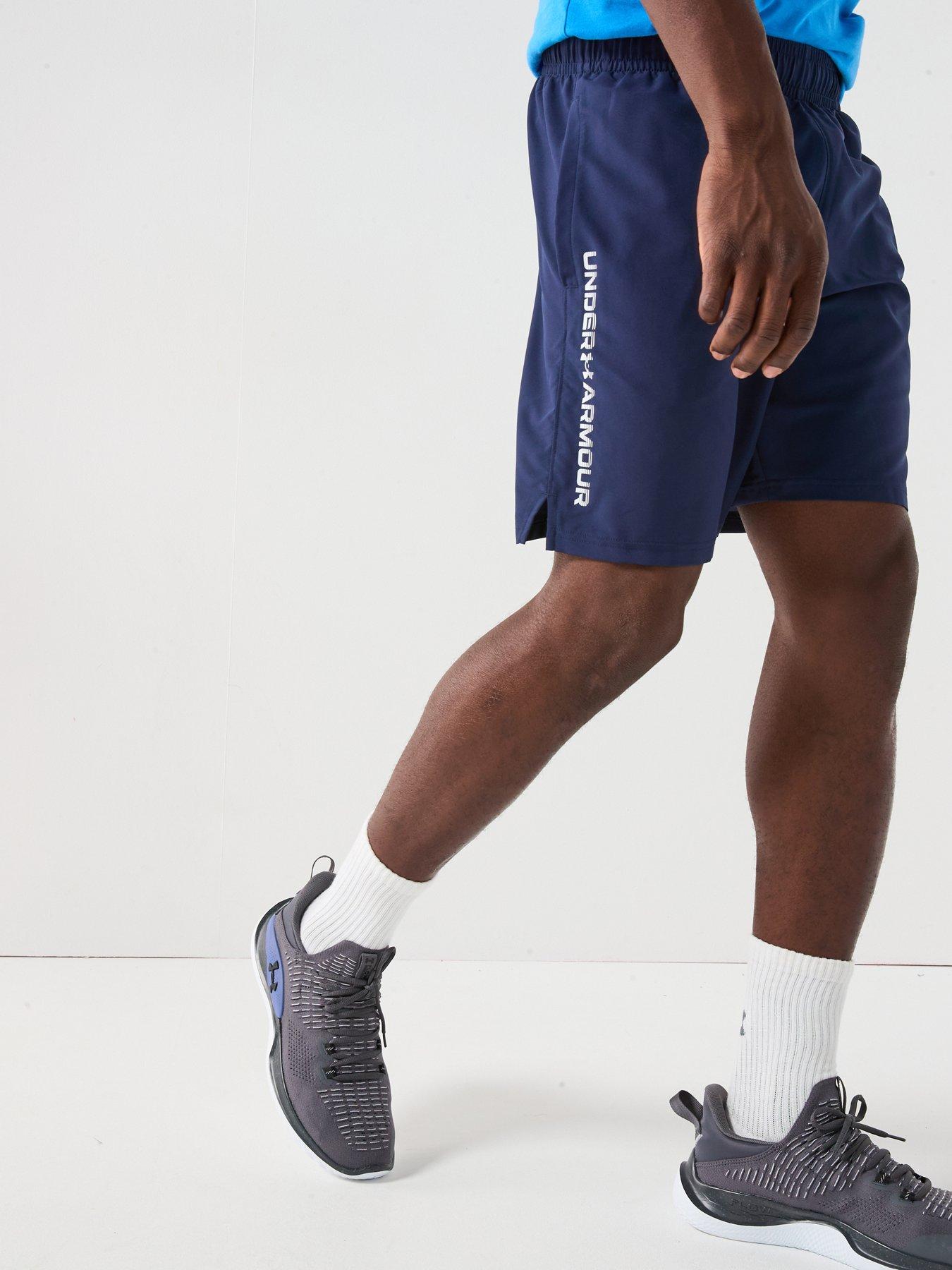 UNDER ARMOUR Mens Training Tech Woven Wordmark Shorts - Navy