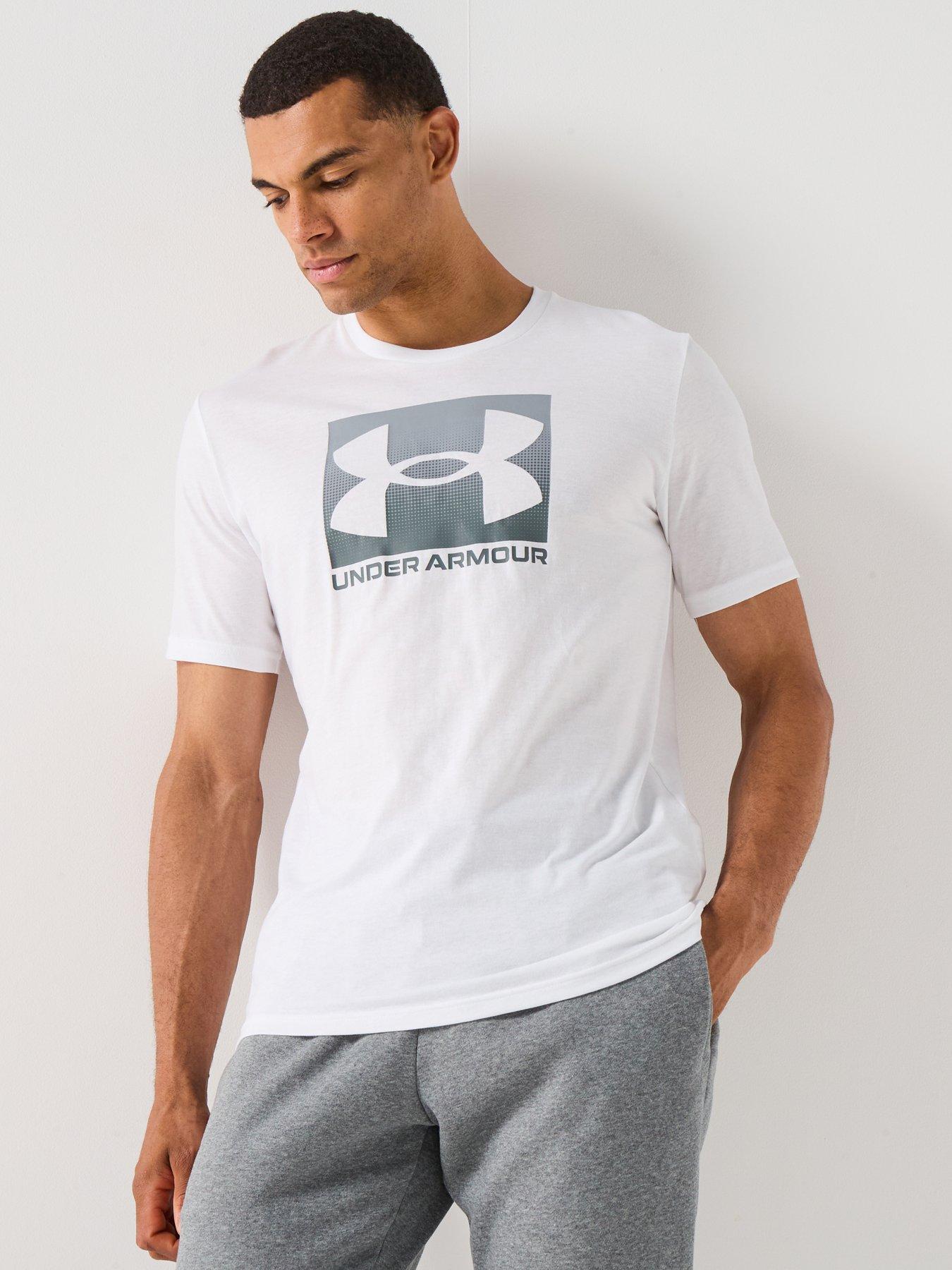 UNDER ARMOUR Mens Training Boxed Logo Sports T-Shirt - White