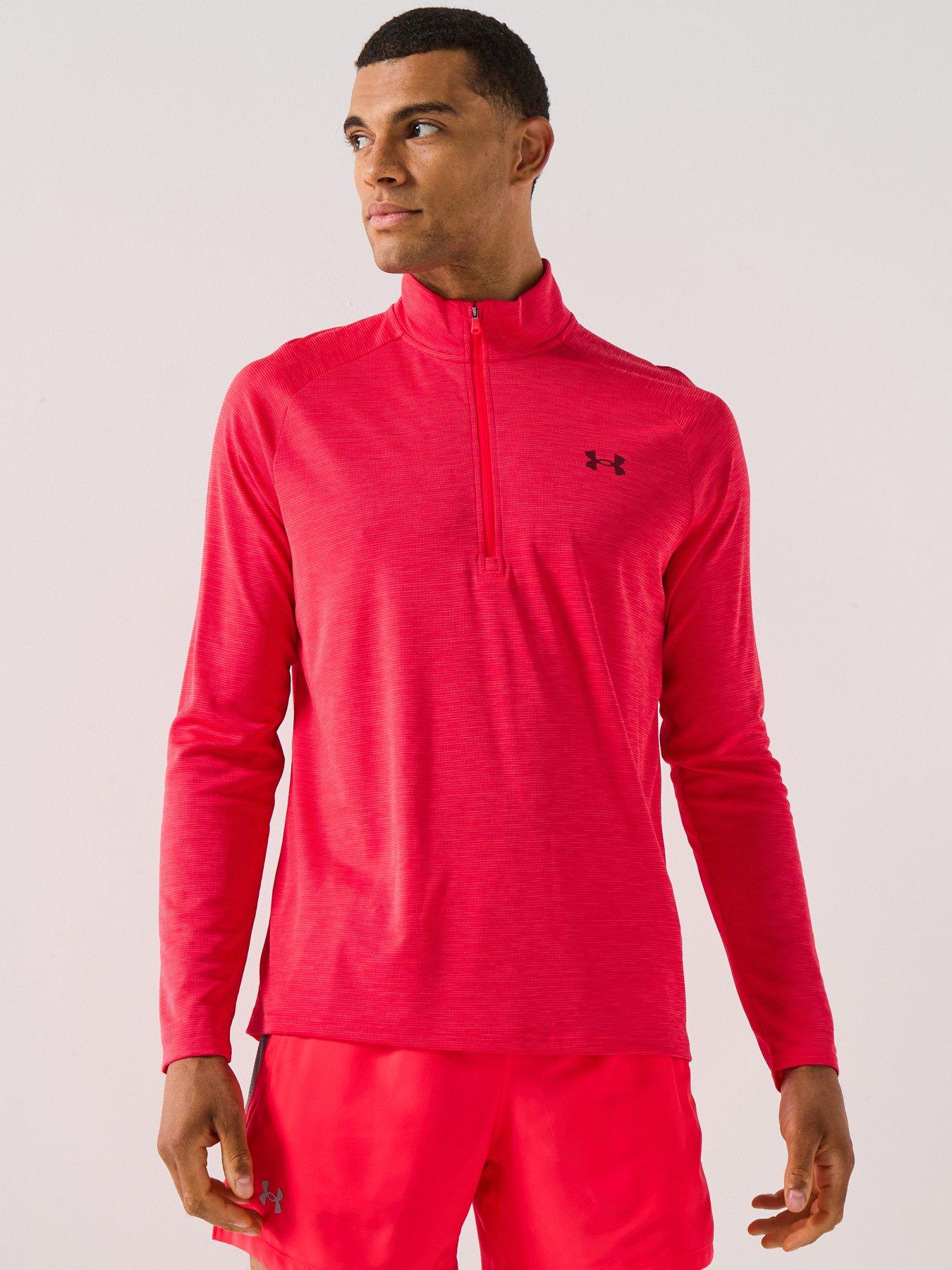 UNDER ARMOUR Mens Training Tech Textured 1/2 Zip Top - Red