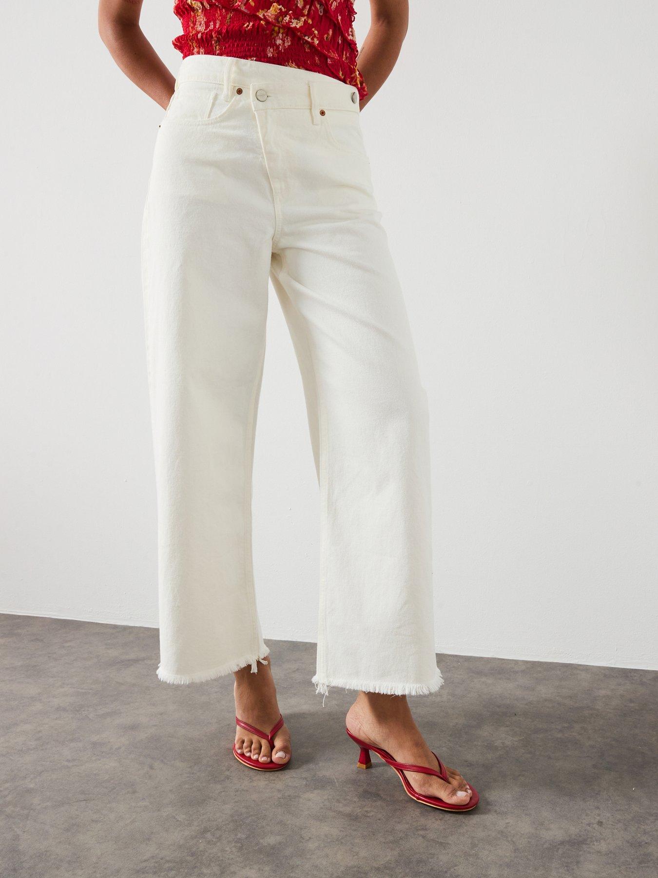 Image 1 of 6 of AllSaints Aki Crossover Jeans - Chalk White