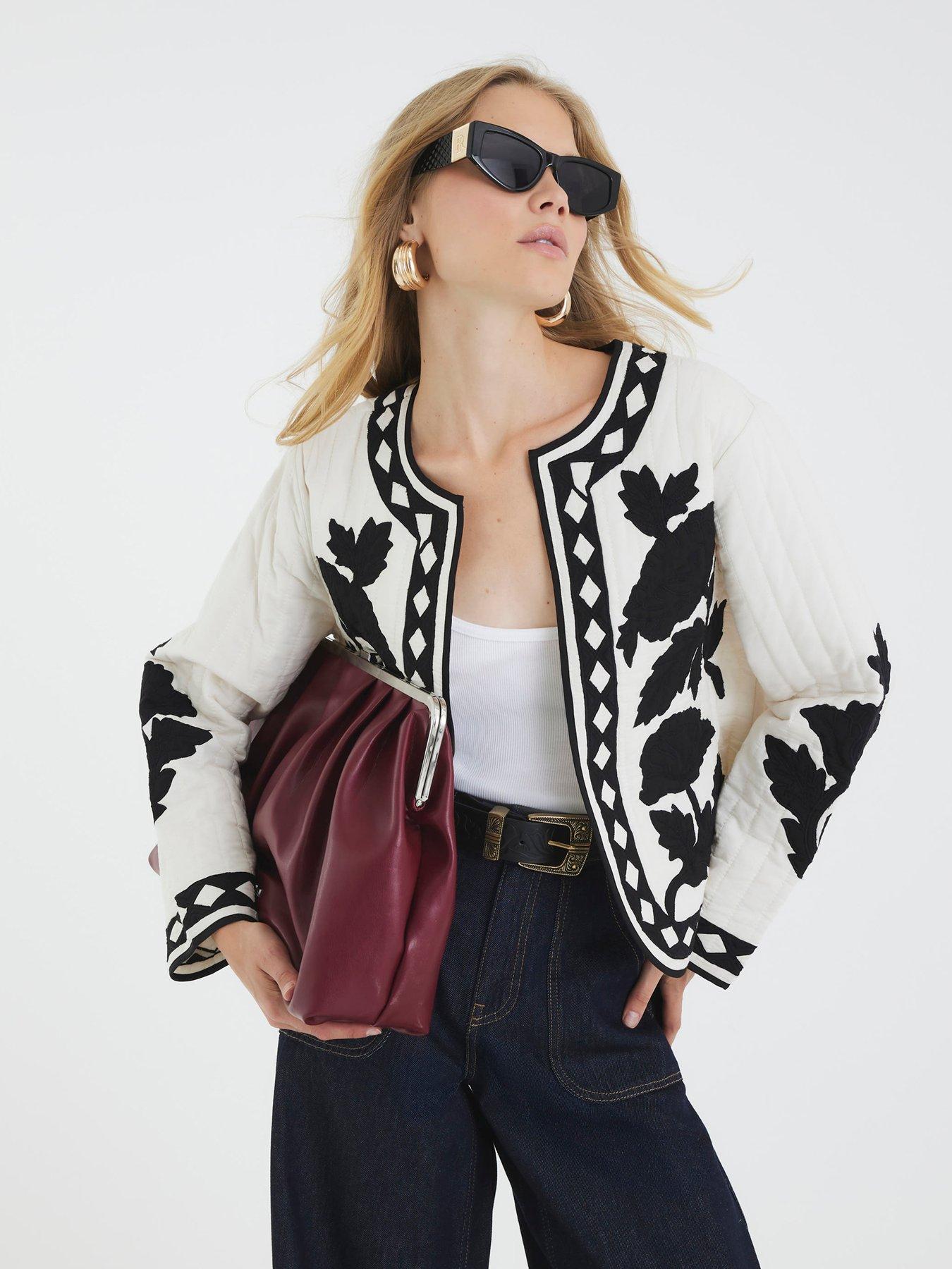 River Island Long Sleeve Mono Housecoat - Cream