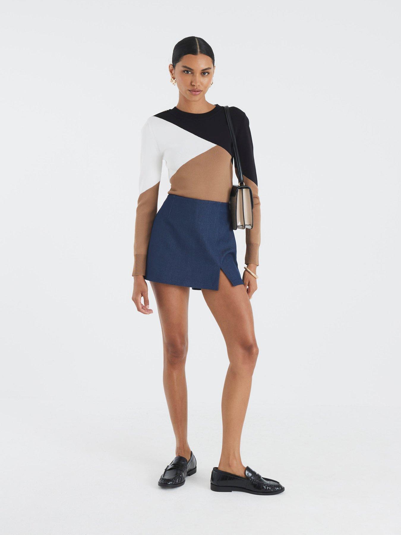 Image 3 of 4 of River Island Long Sleeve Block Colour Knit - Beige