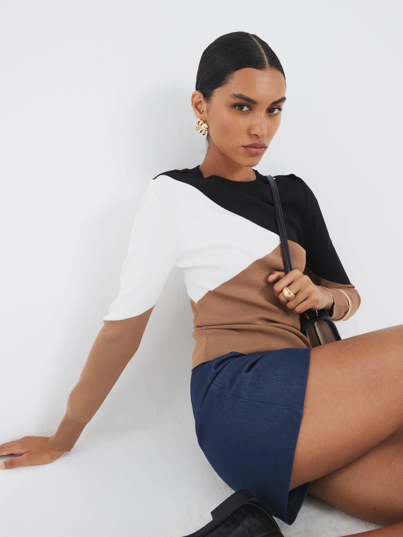 Image 4 of 4 of River Island Long Sleeve Block Colour Knit - Beige