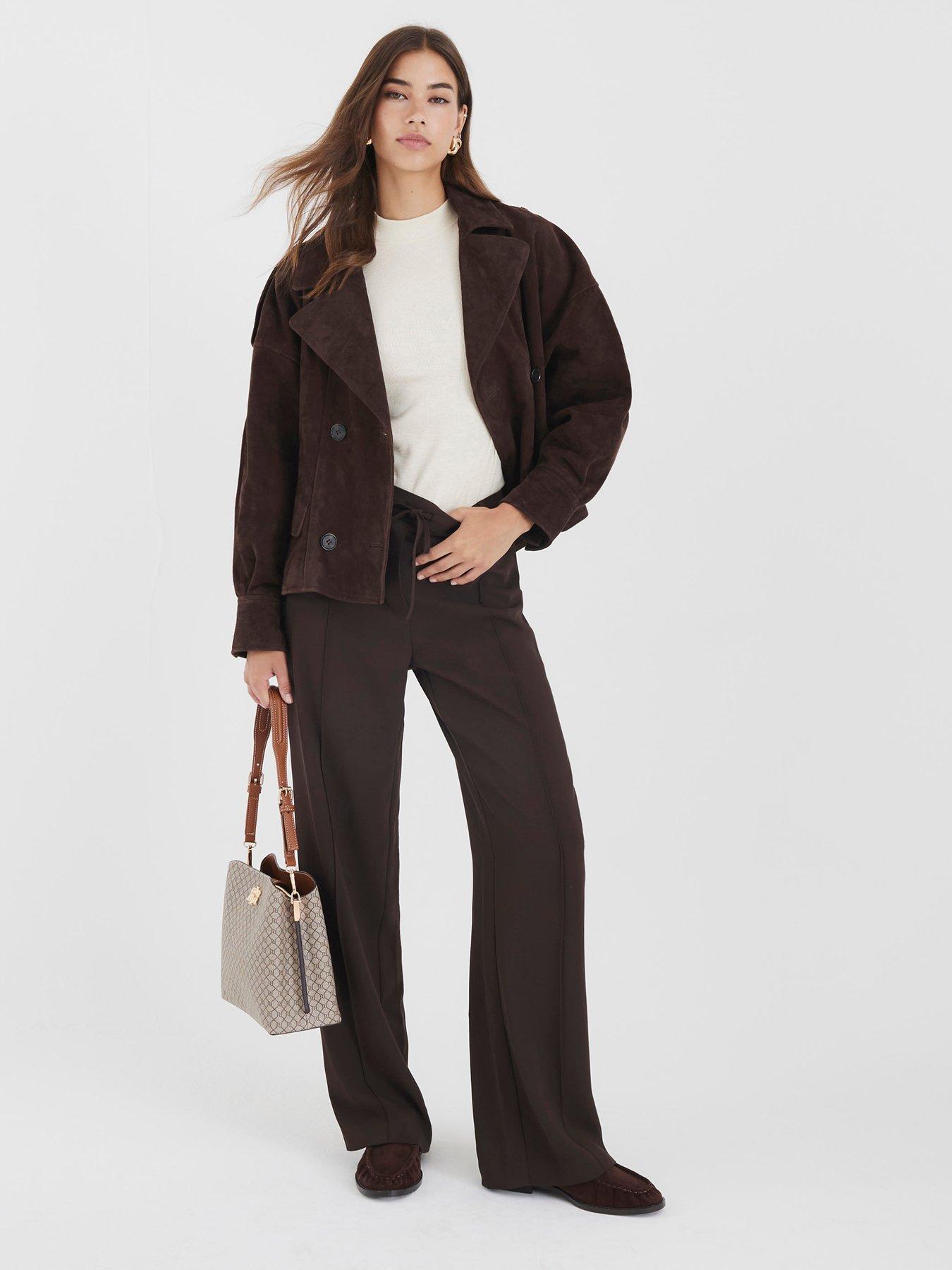 Image 1 of 4 of River Island Elasticated Smart Jogger - Brown